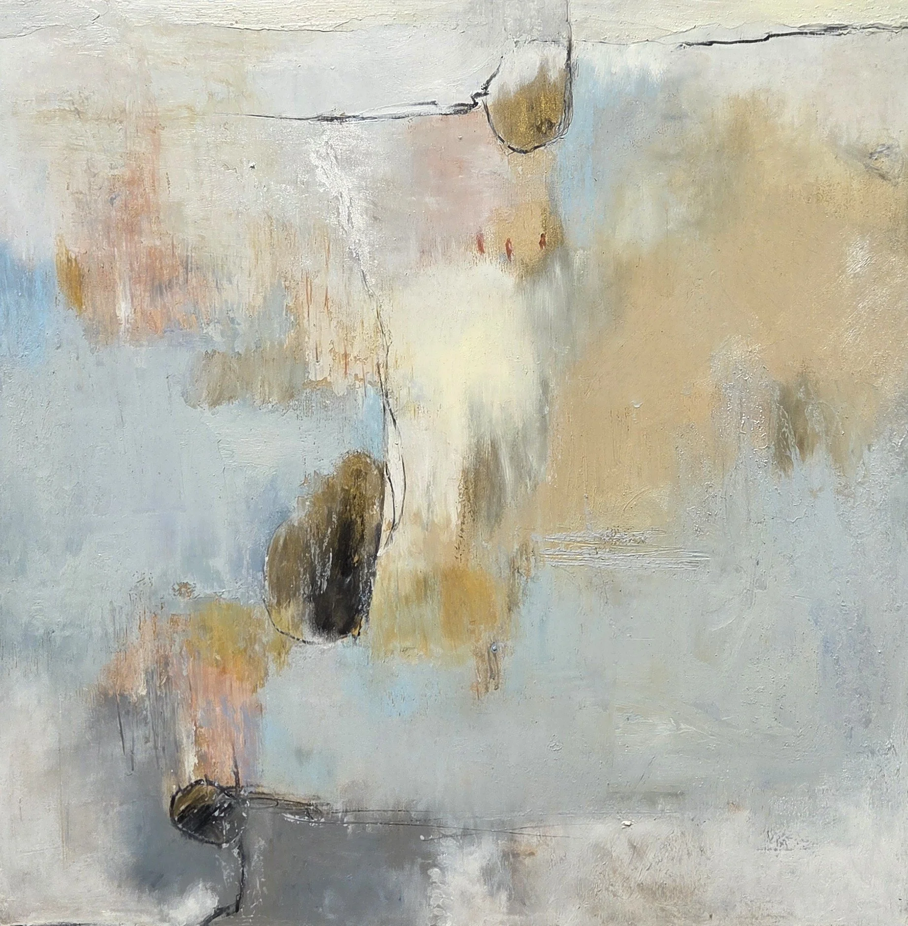 LSP027- Abstract Inscribed II, 16x16, mixed media