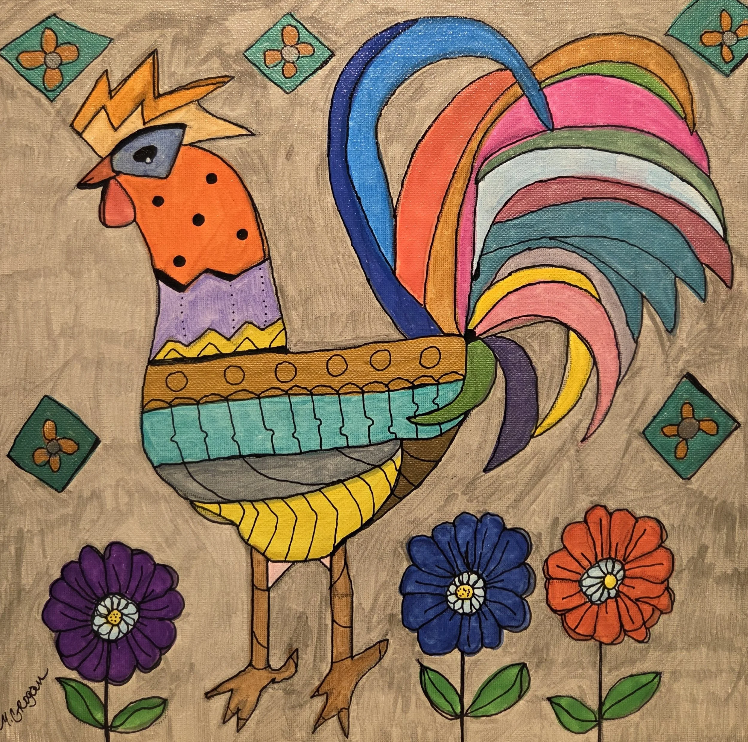 MG108- Not a Dove, 12x12, mixed media