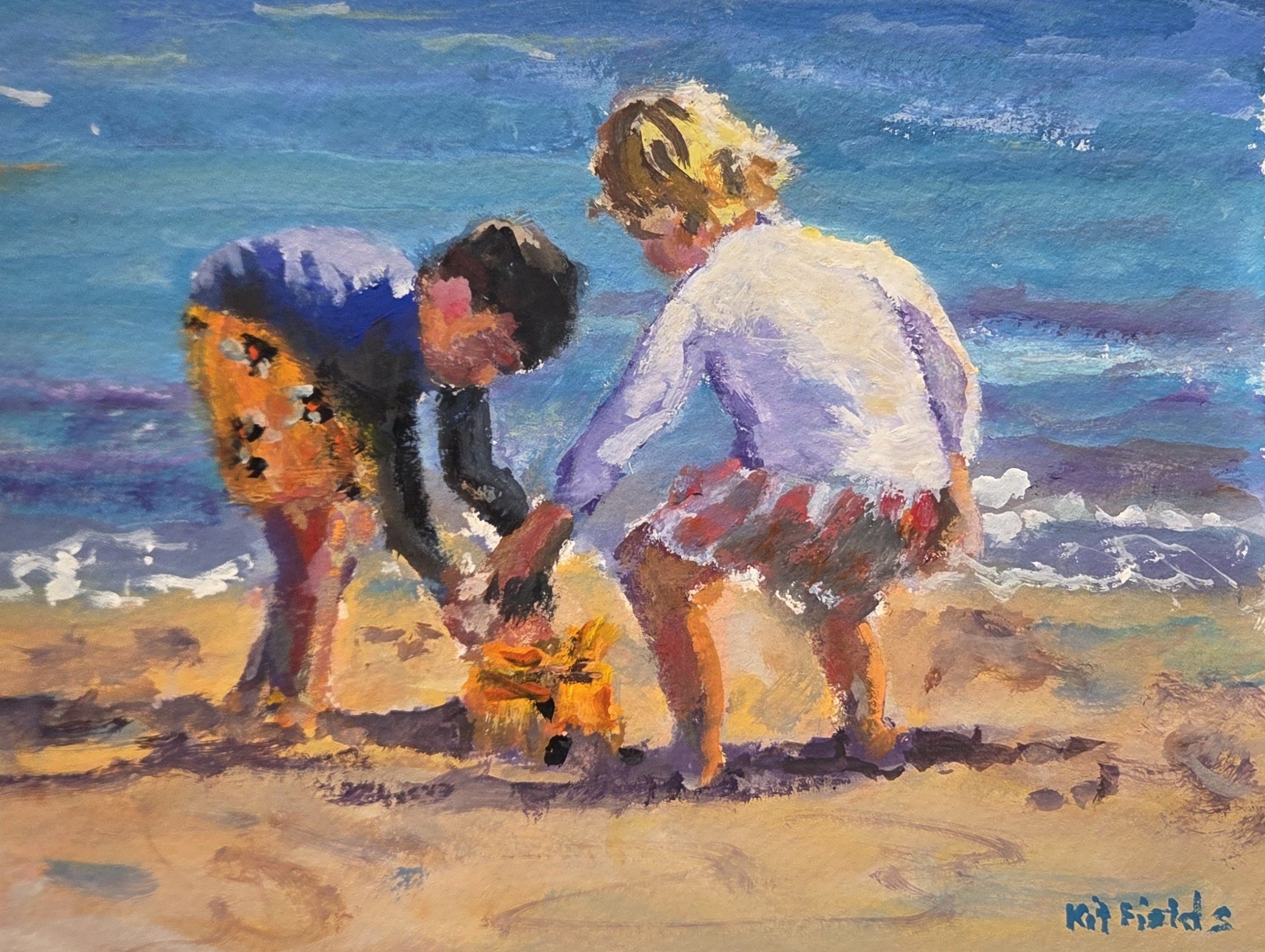 KF837- Sandcastle Architects, 7.5x5.5, gouache