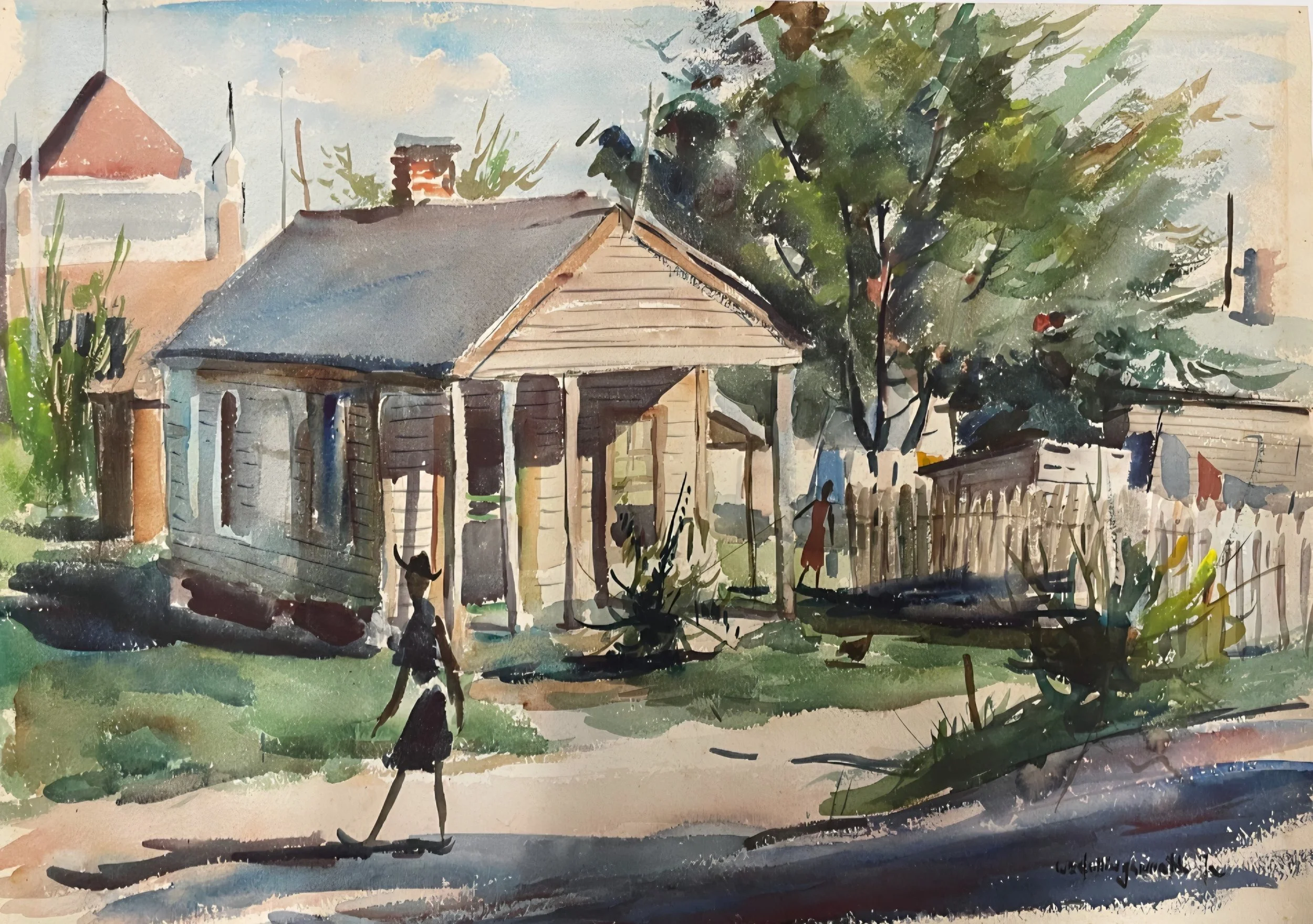 William Hollingsworth, Untitled- Around the House, 22x16, watercolor