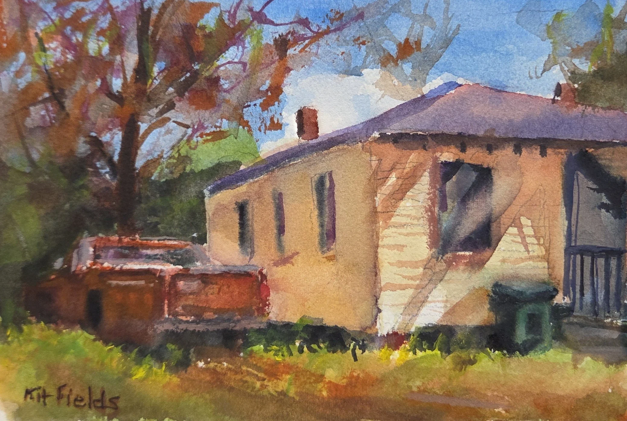 KF841- Rusty Red Truck, 6x4, mixed media