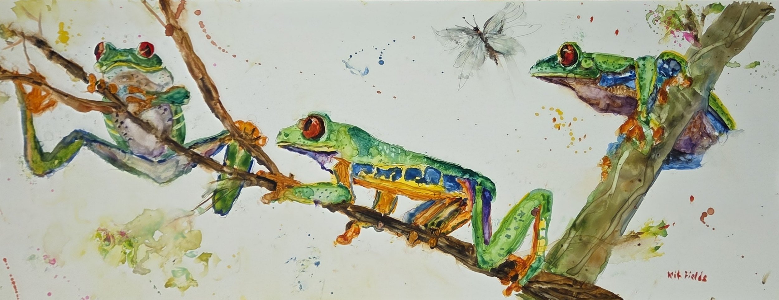 KF826- Hip Hop Trio, 26x10, watercolor on yupo