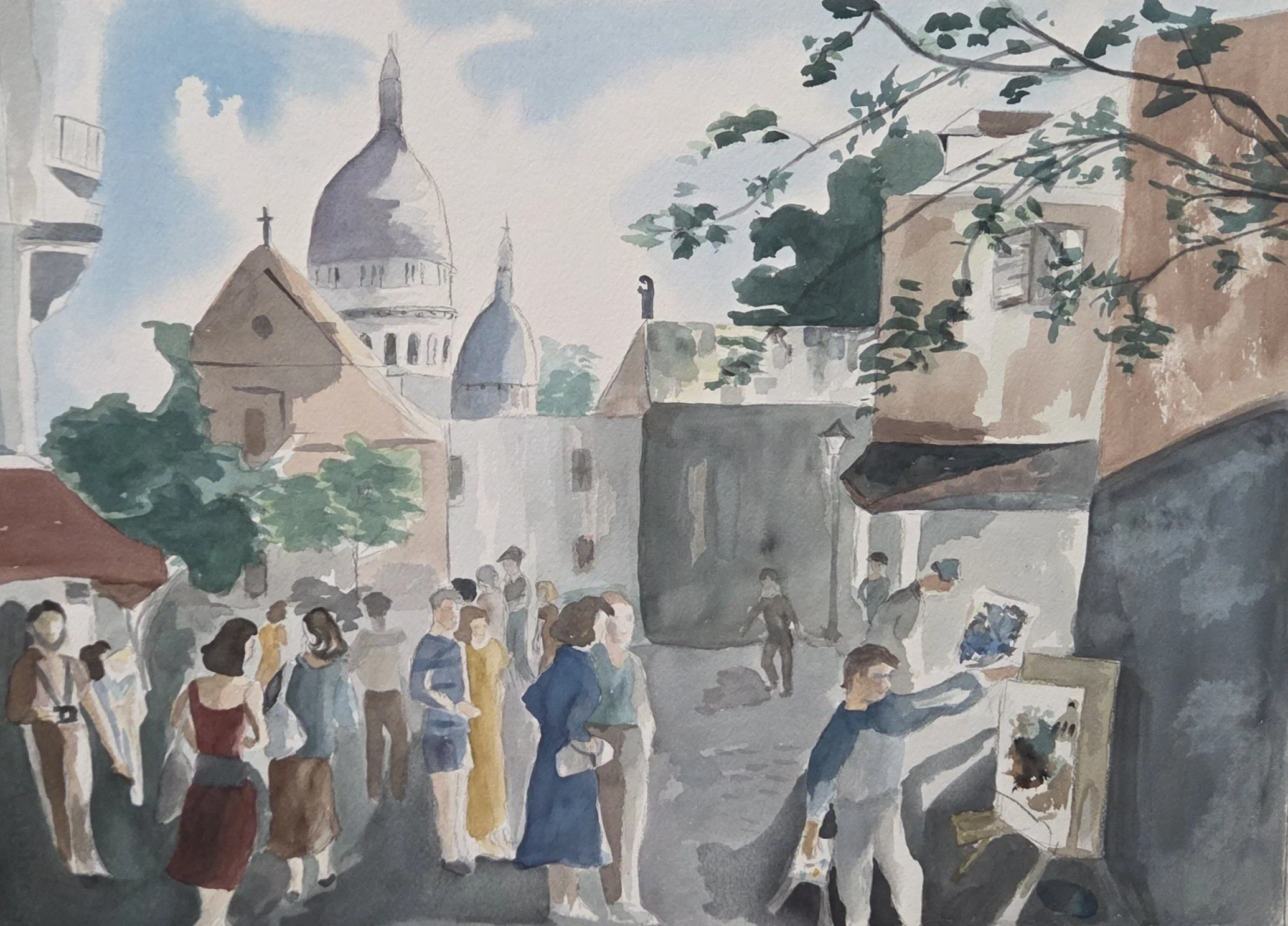 EG142- "Sacre Caeur, 1988", 18x13, watercolor