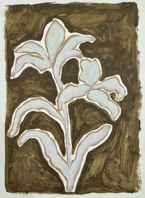 DS235- Mocha Botanical I, 9x12, acrylic on paper