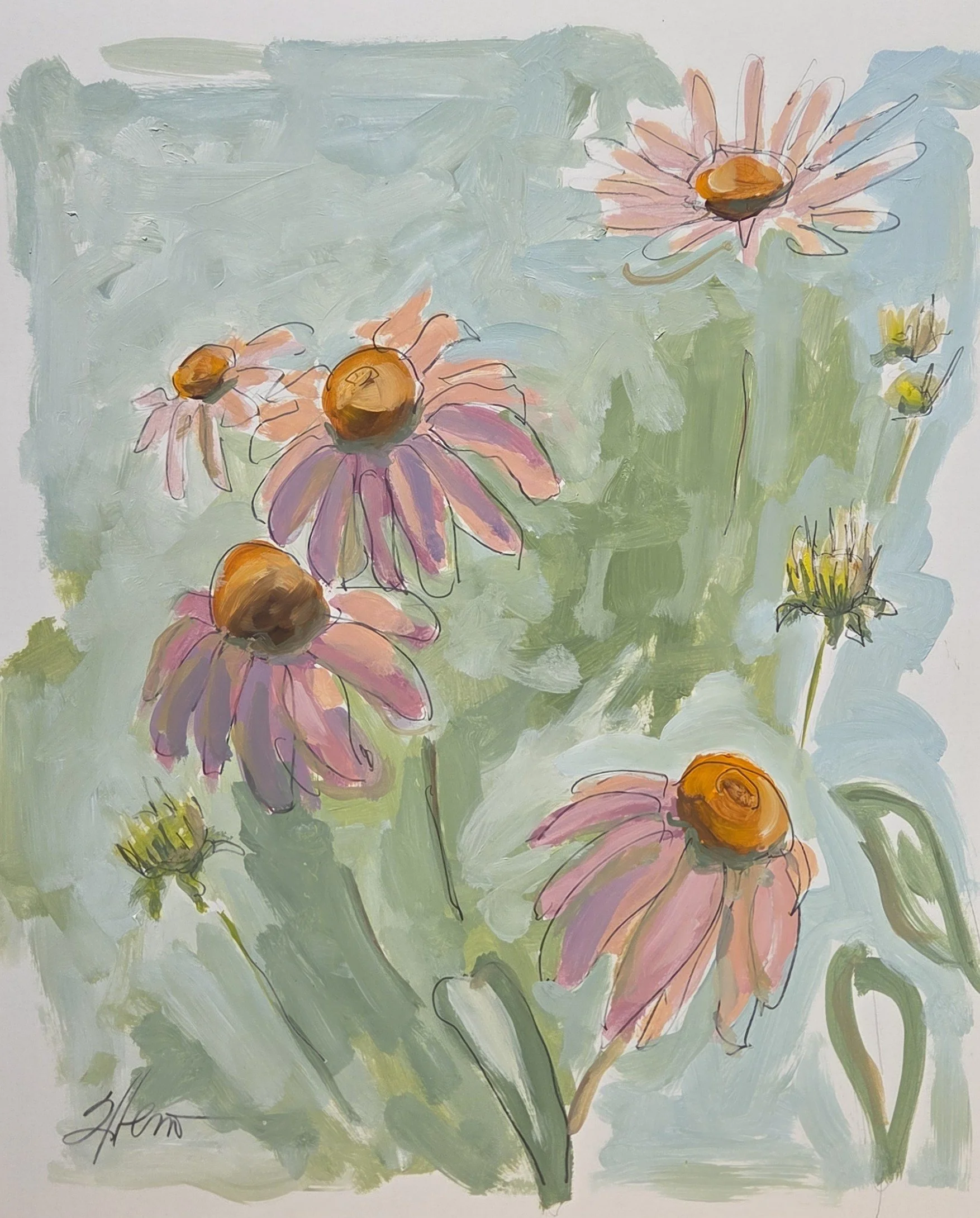 JE839- Garden Buds I, 14x17, oil on paper