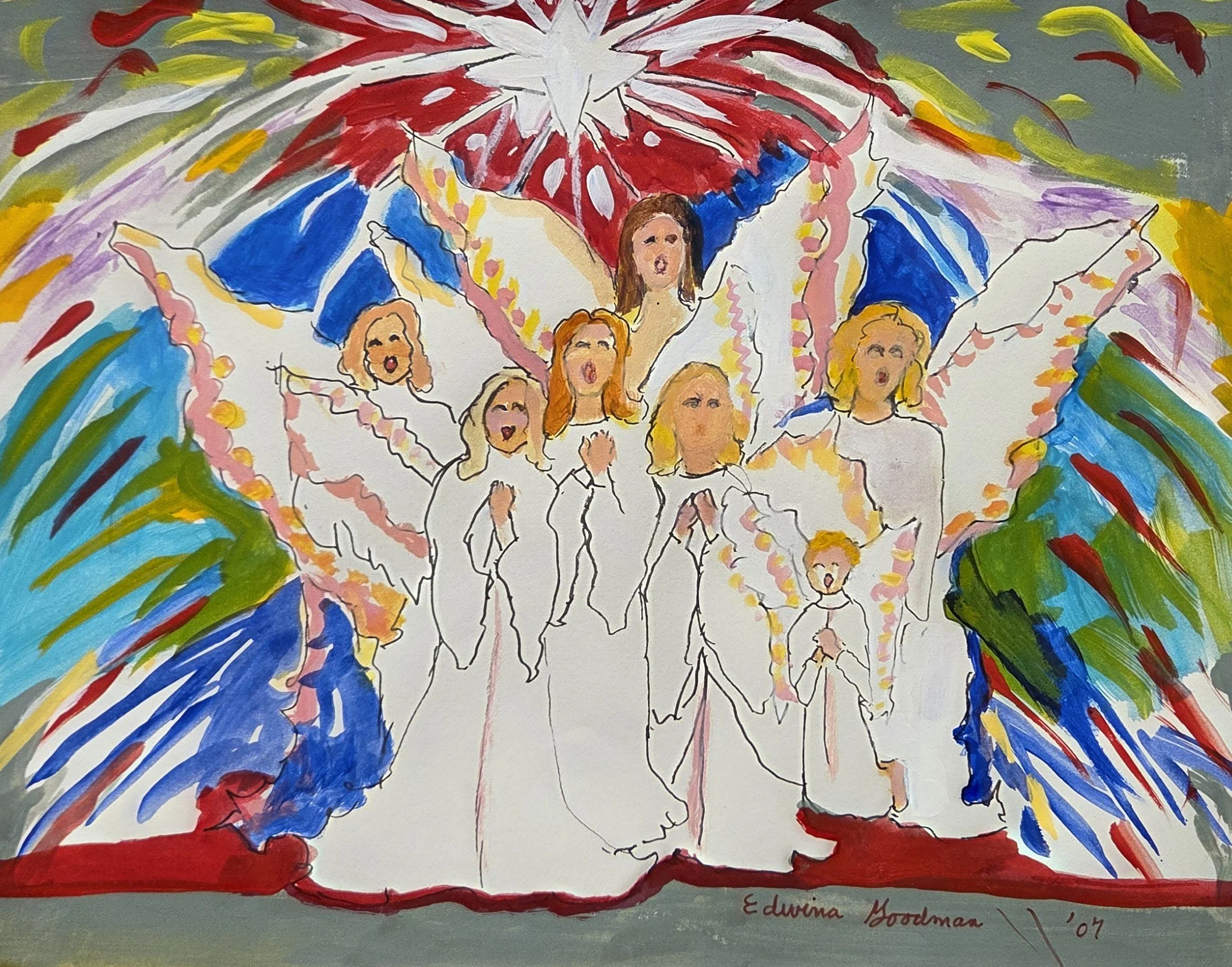 EG025- Angels in Color, 12x9, mixed media