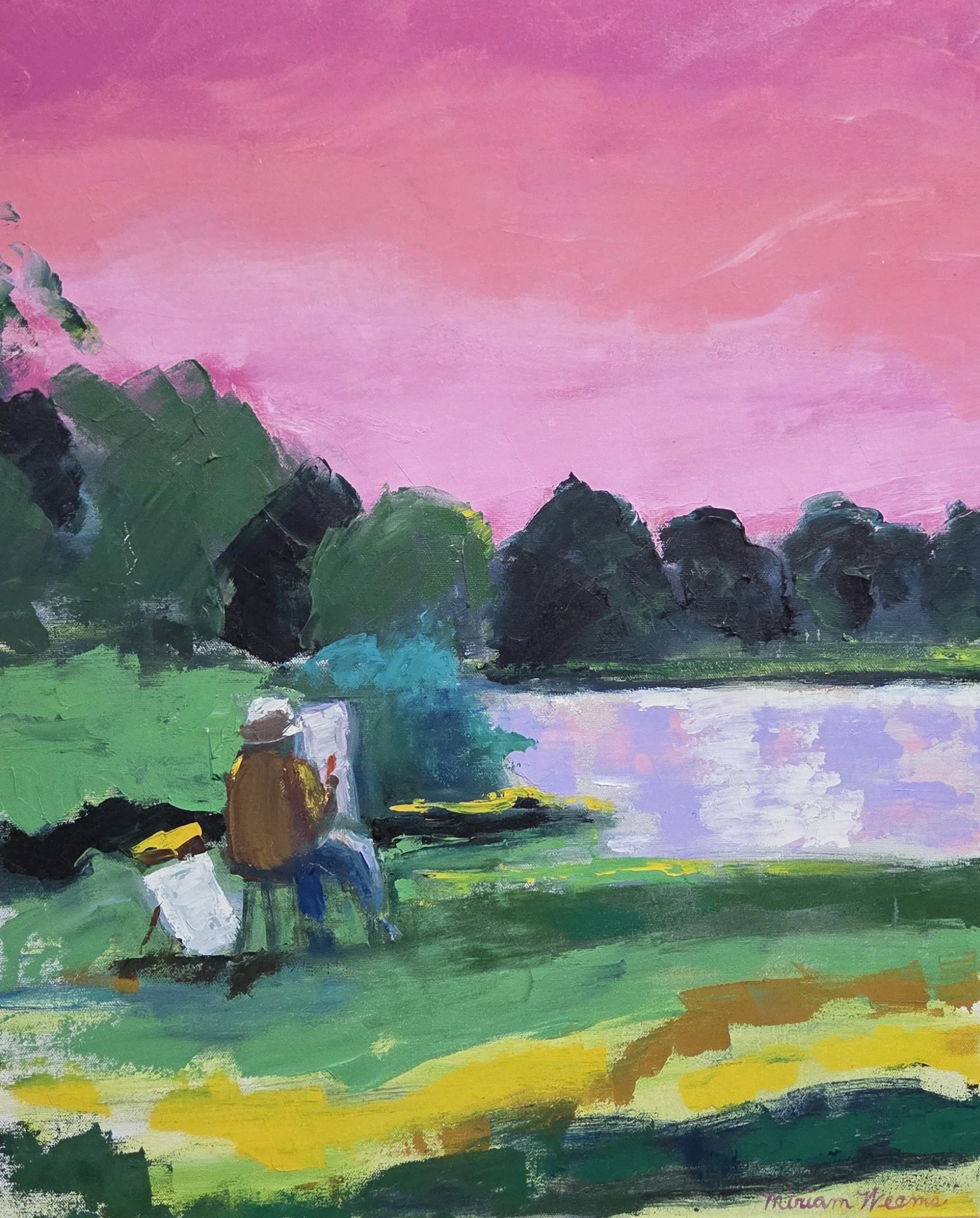 Miriam Weems, Untitled- Pink Sky, 20x24, oil on canvas