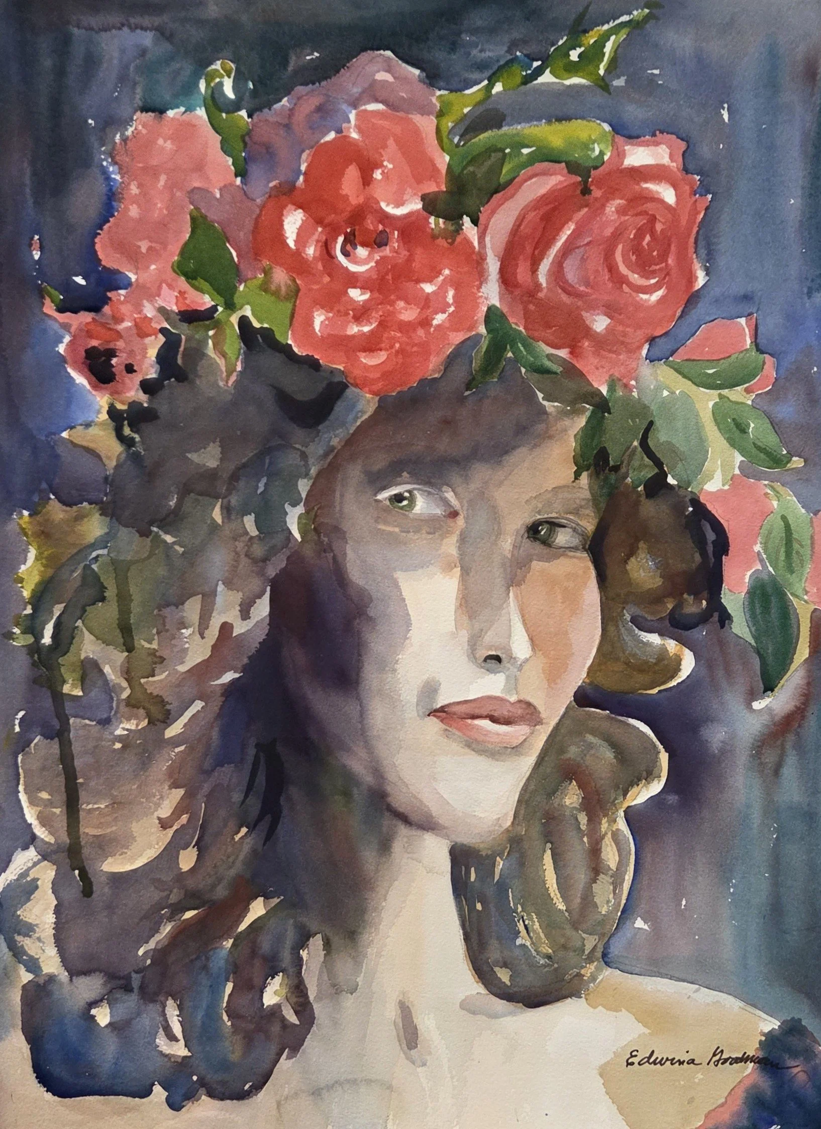 EG170- Flower Crown, 18x24, watercolor