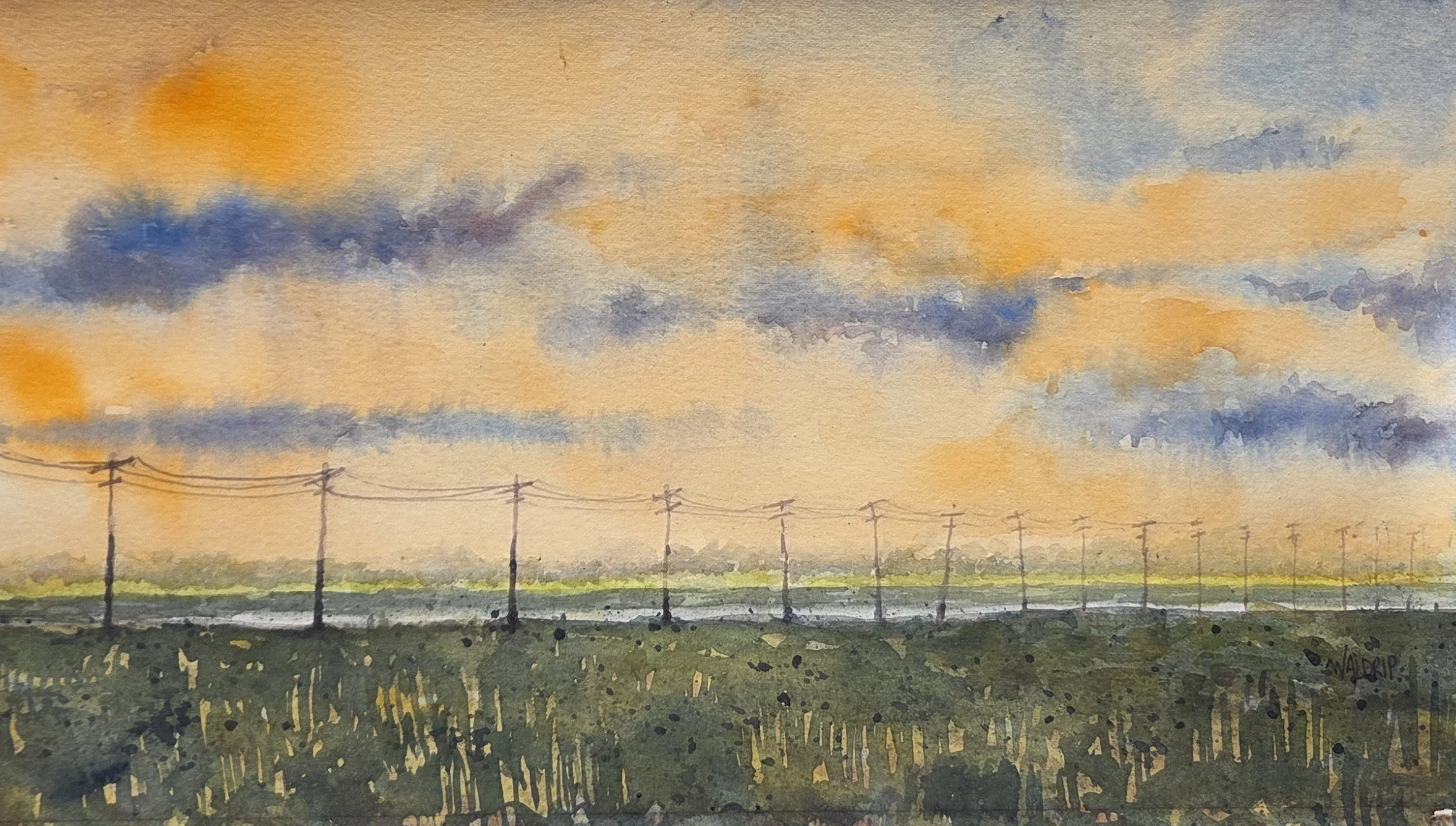 DW464- Delta Roads, 14x8, watercolor