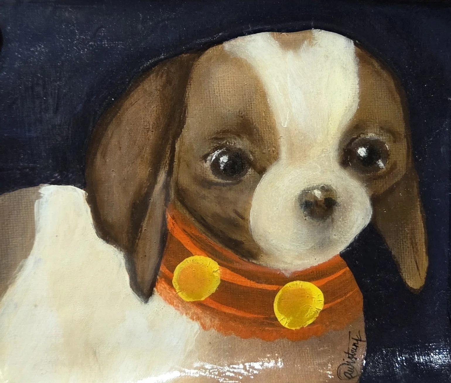 AWS211- Classical Hound, 6x5, acrylic on paper