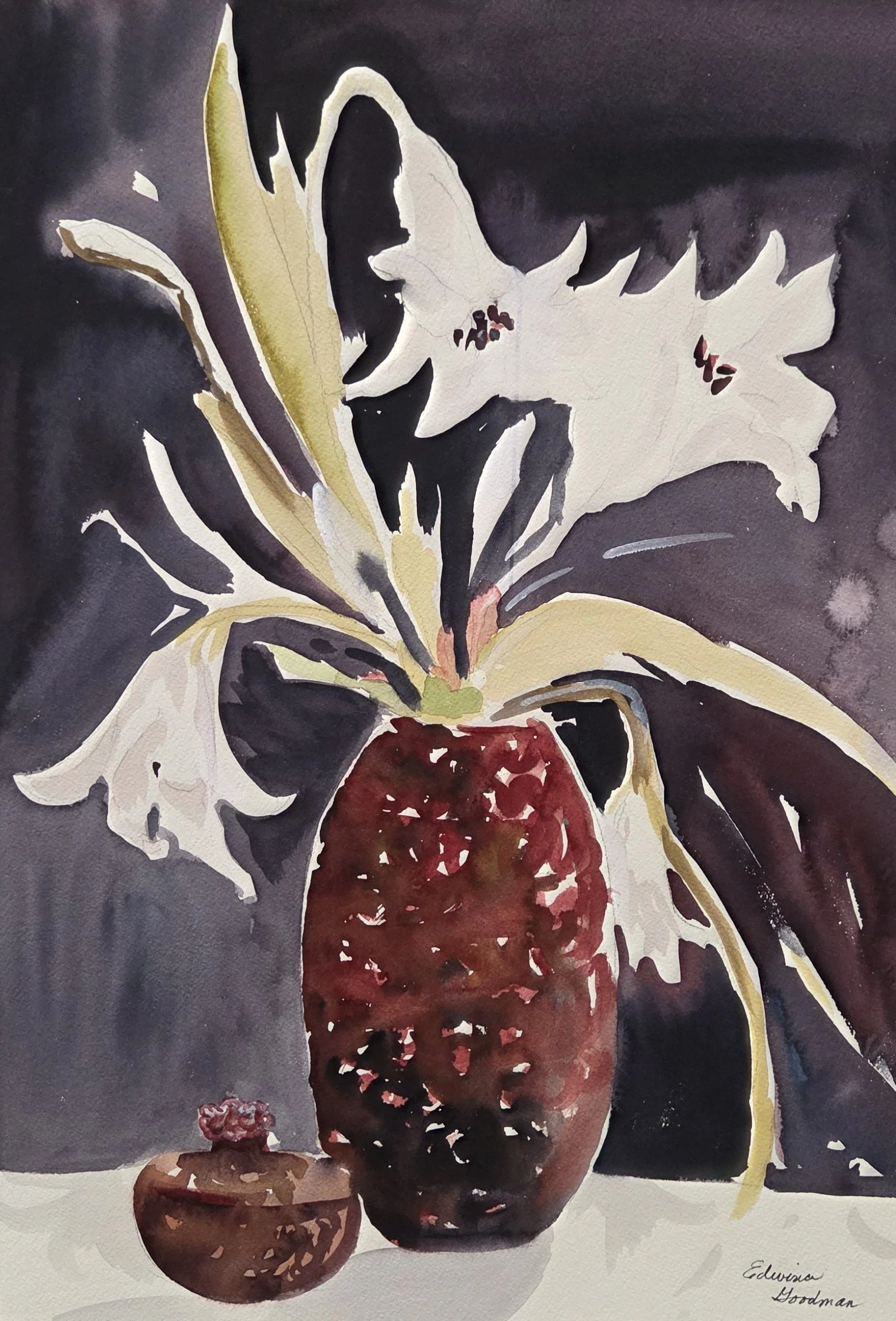 EG083- "Cinnabar and Lily White", 1994, 14x20, watercolor