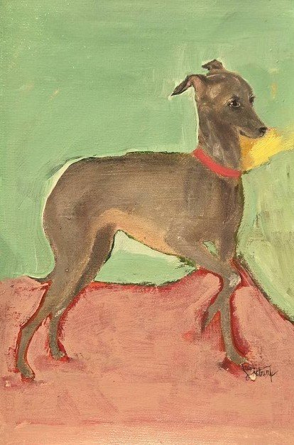 AWS209- The Red Collar Hound, 7x10, acrylic on paper