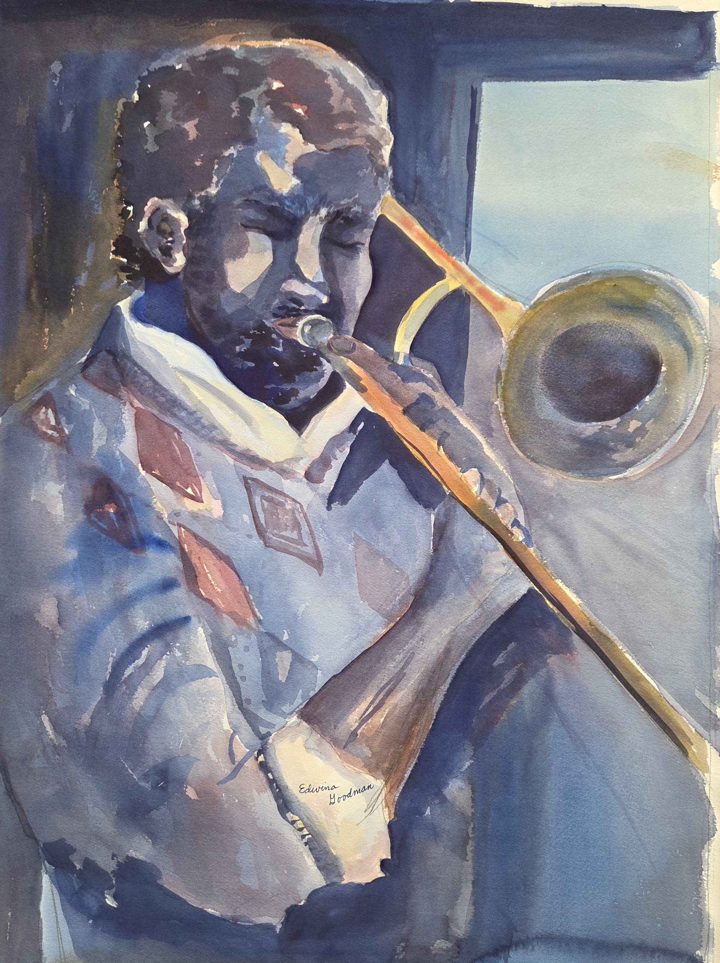 EG007- Blue Tunes, 18x24, watercolor