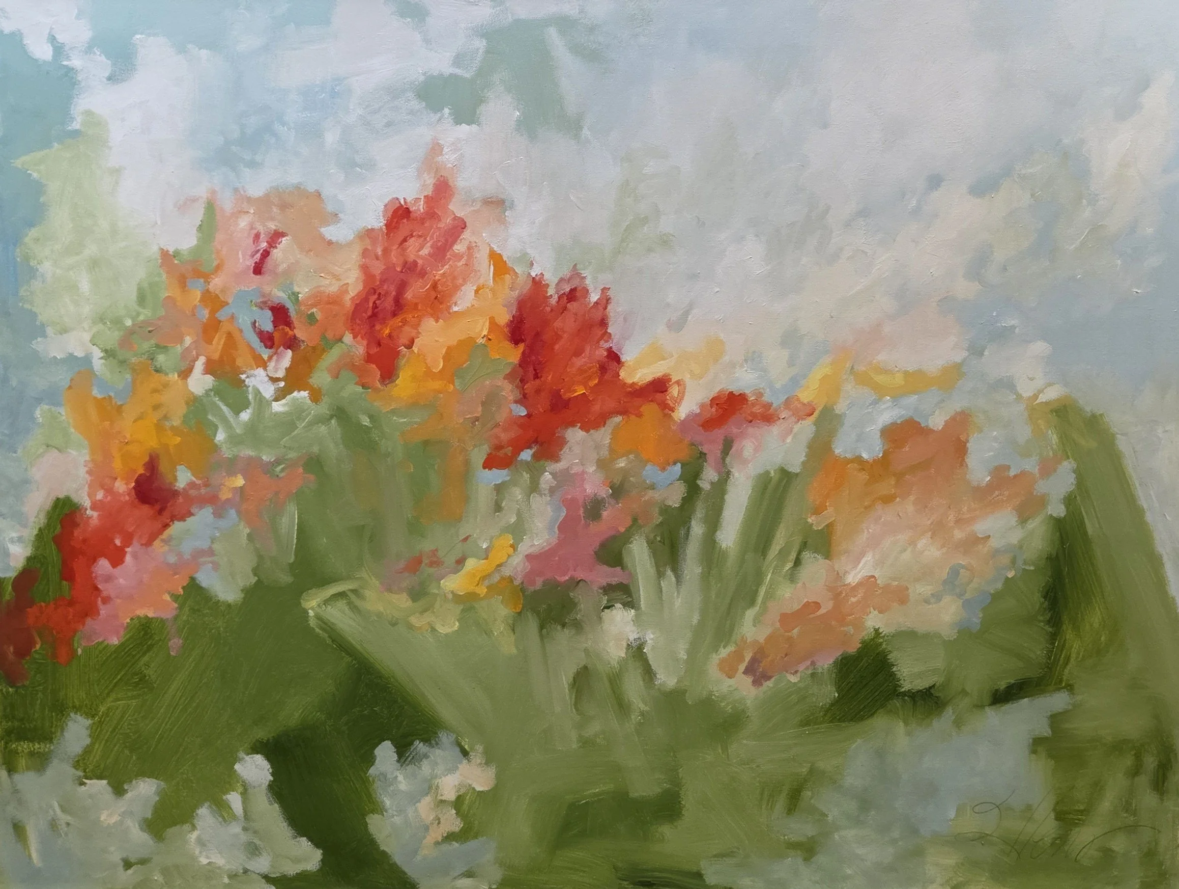 JE863- Pieces of Pinks, 48x36, oil on canvas