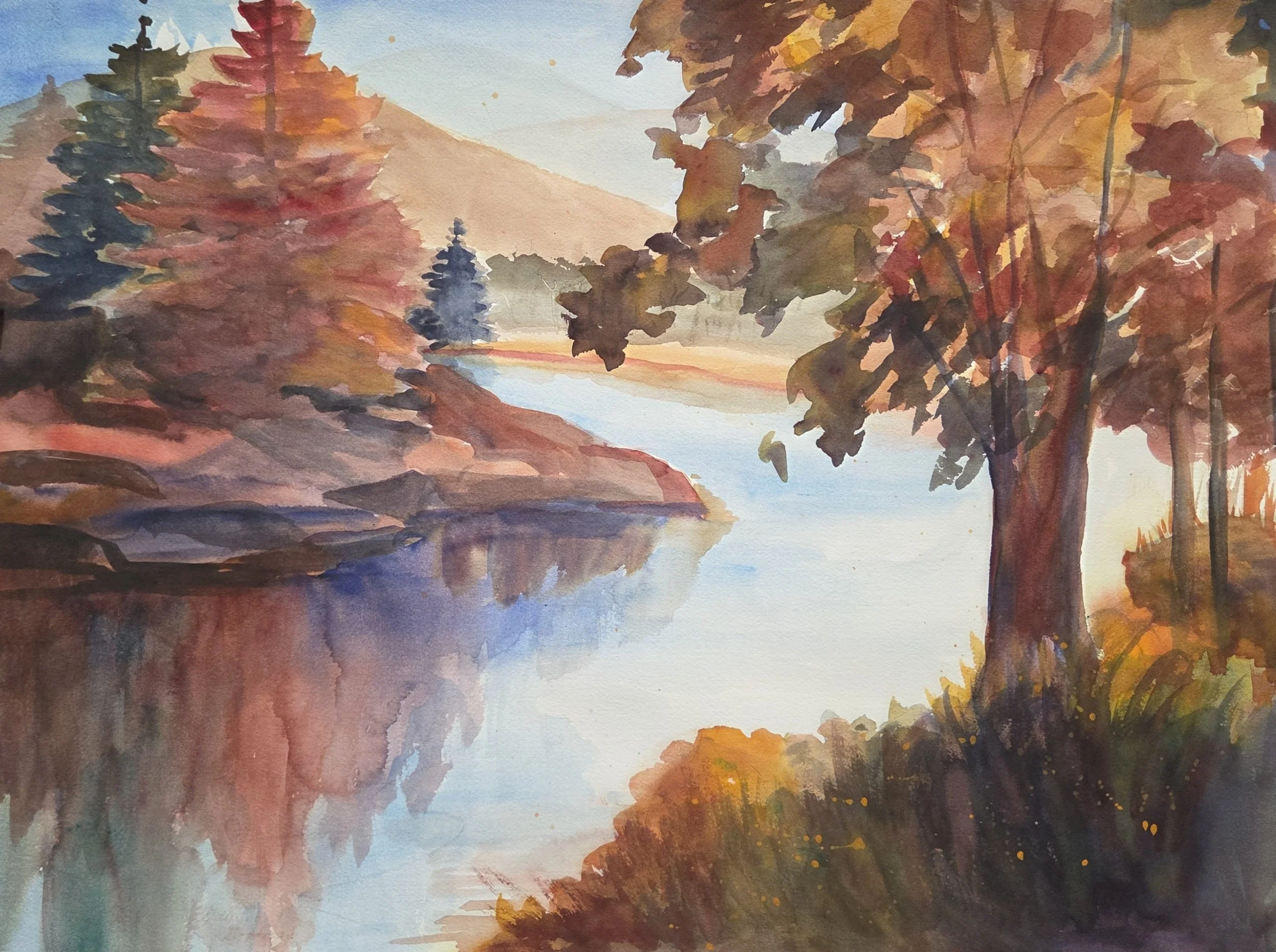 EG014- "October Afternoon, 1996", 24x18, watercolor
