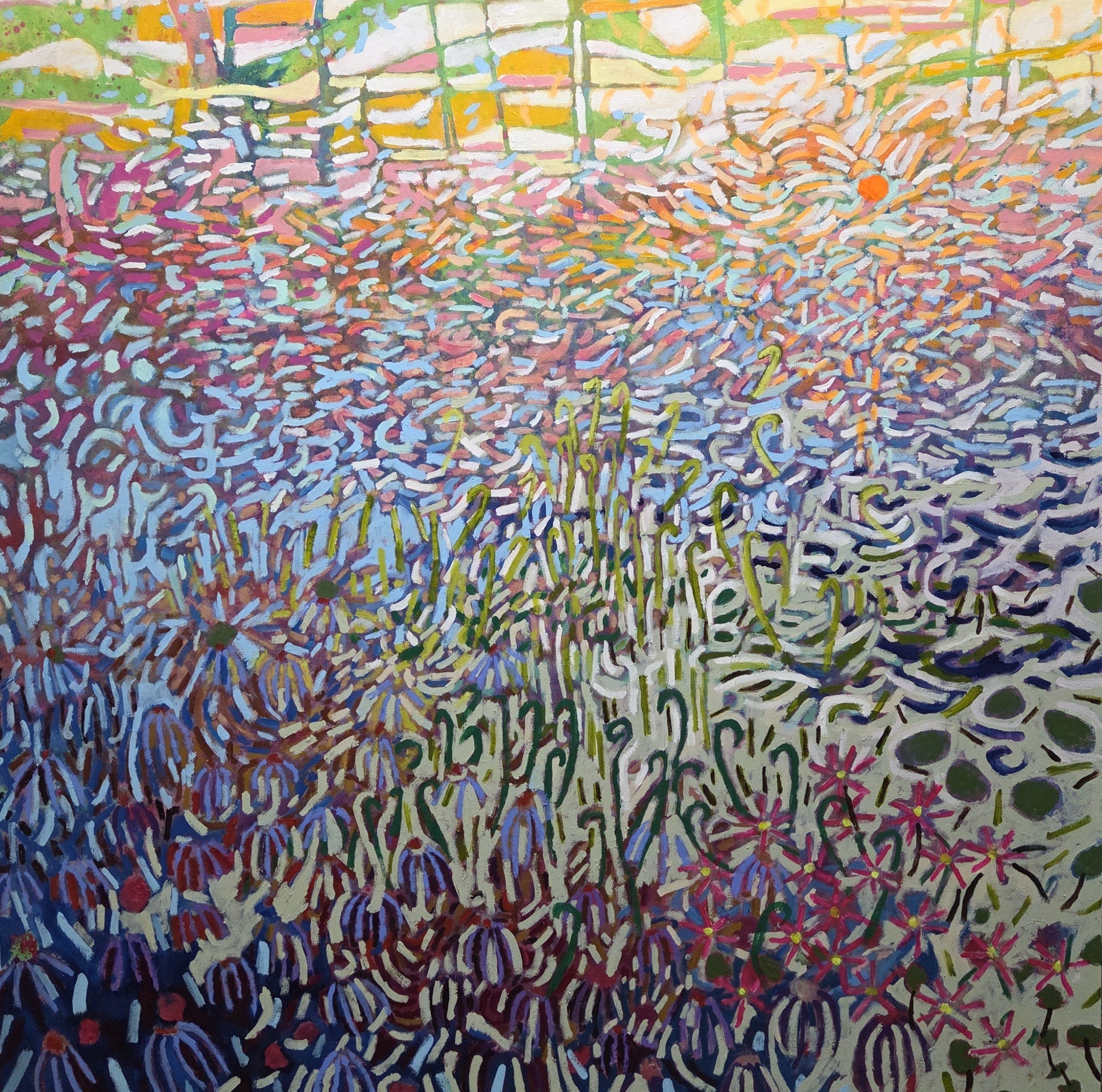 RM088- Tangled Up in Blue, 48x48, acrylic on canvas