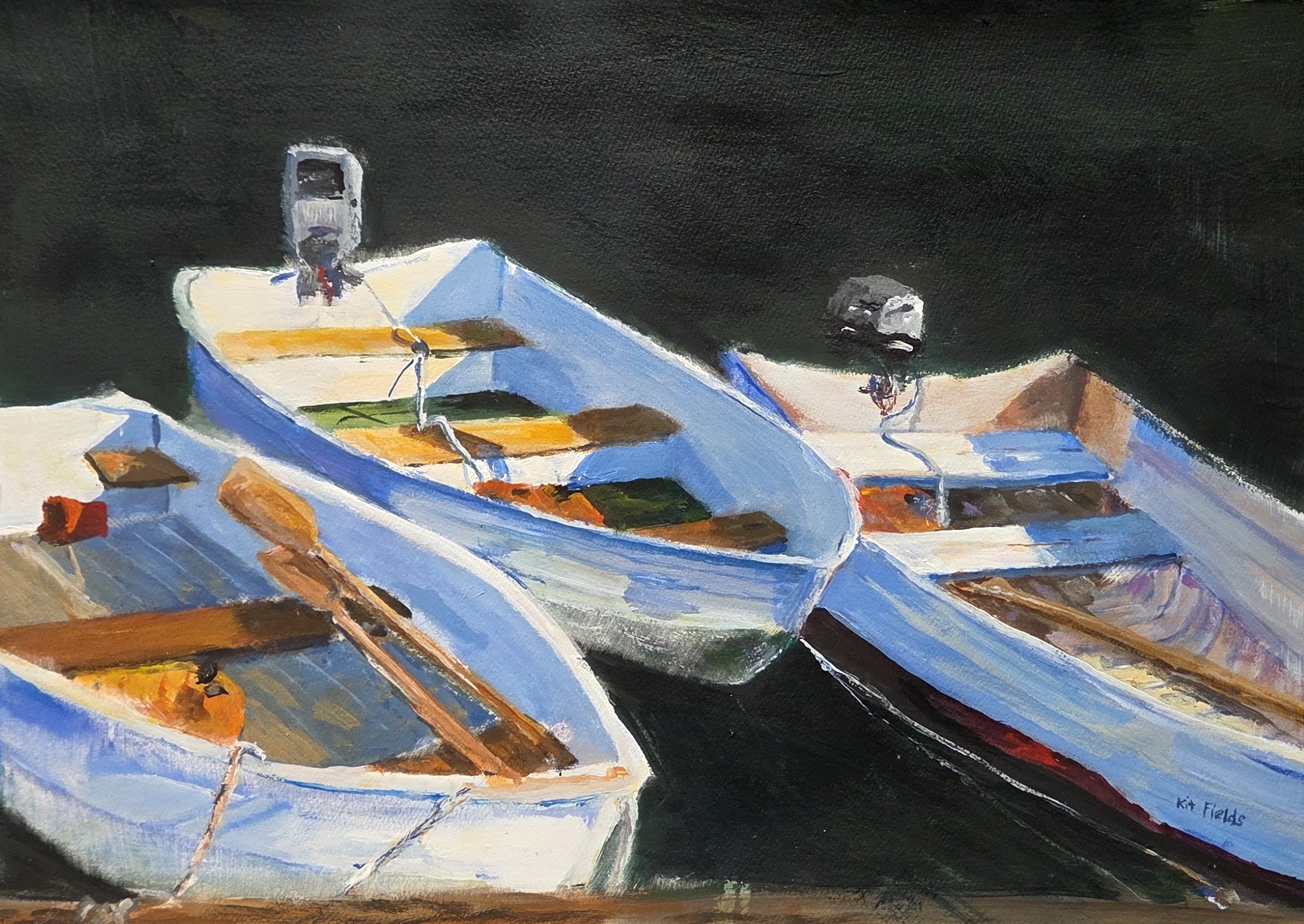 KF830- Row Your Boat, 21x14.5, mixed media on paper