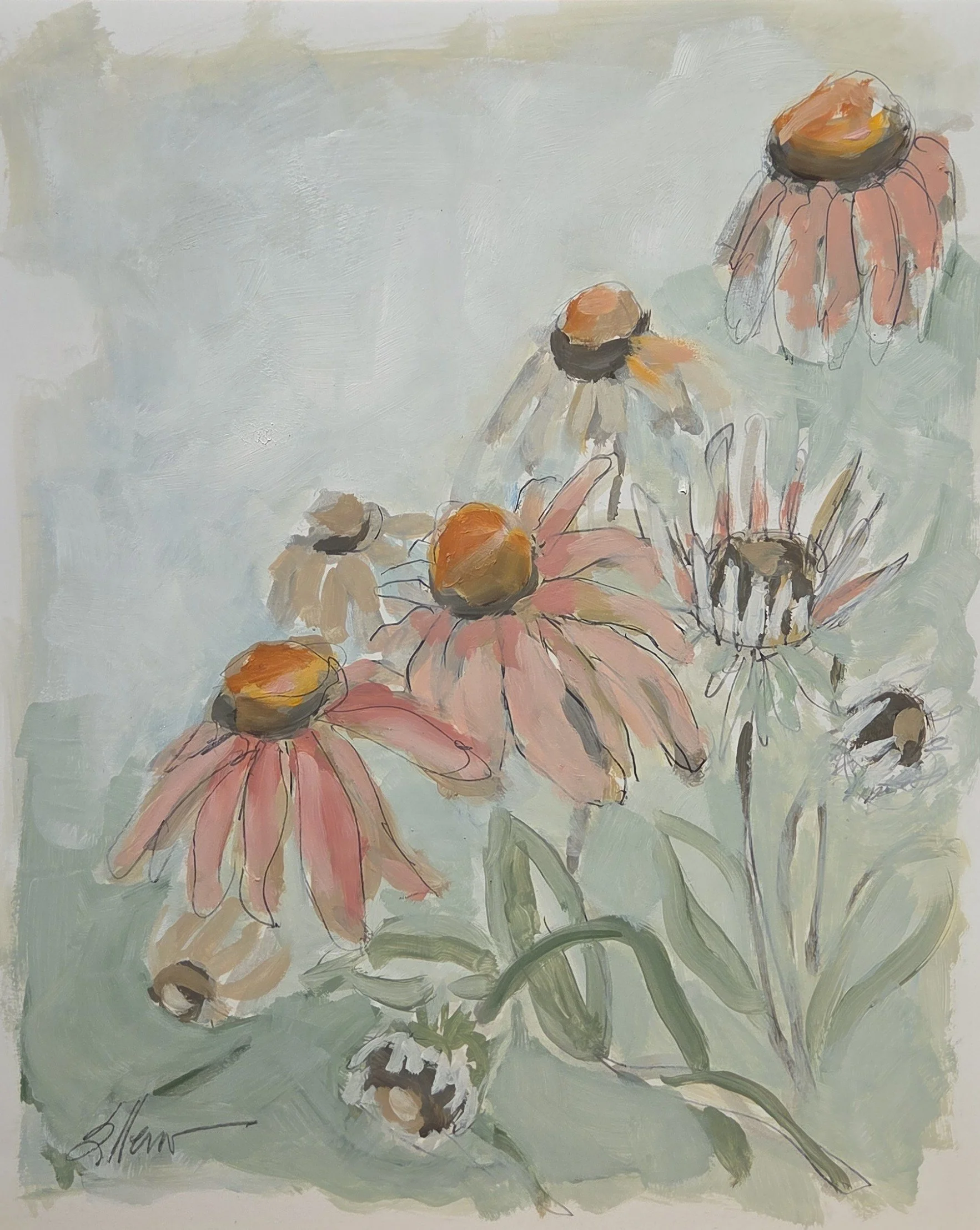 JE840- Garden Buds II, 14x17, oil on paper