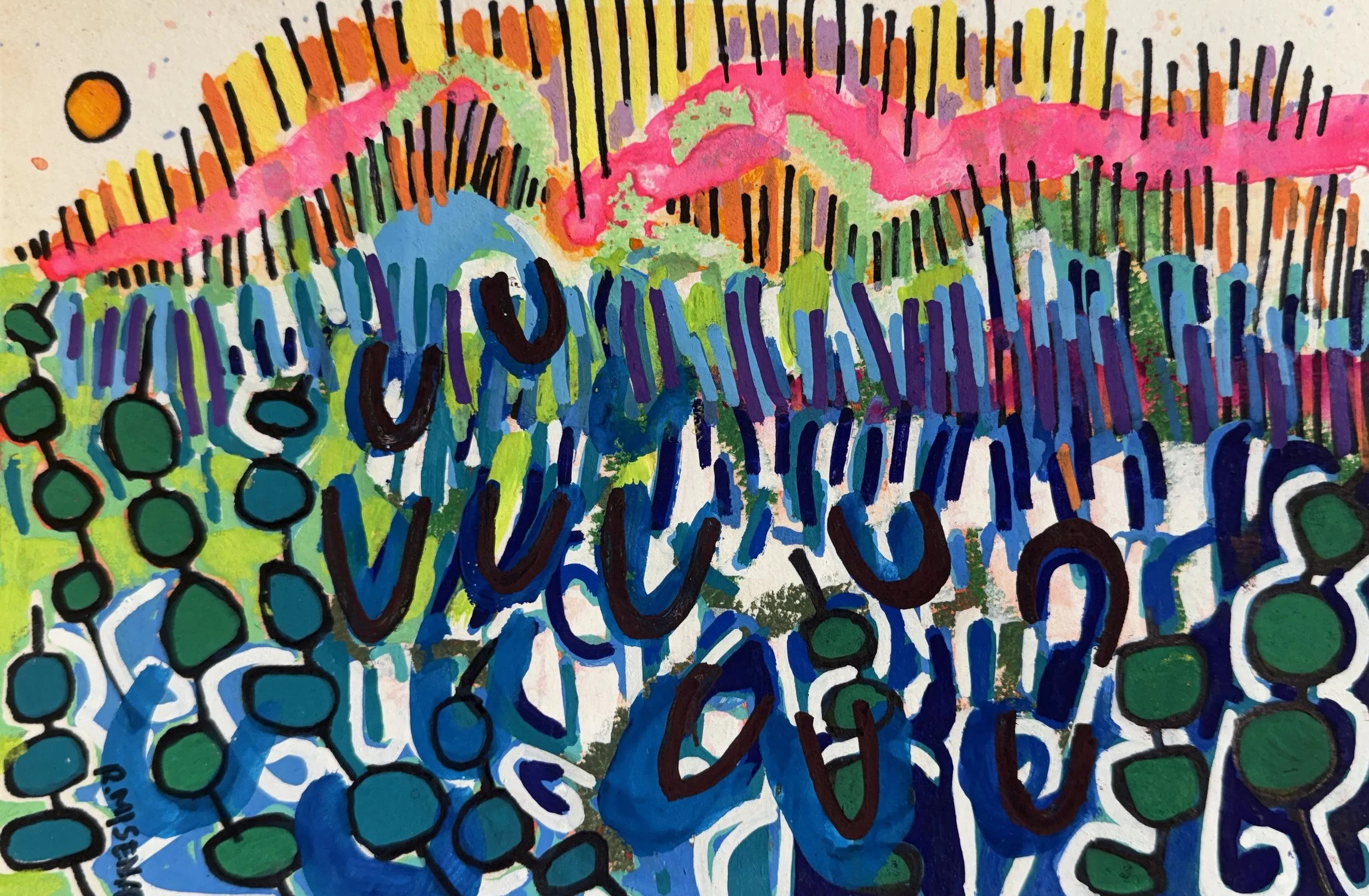 RM110- Melissa!, 9x6, mixed media on paper