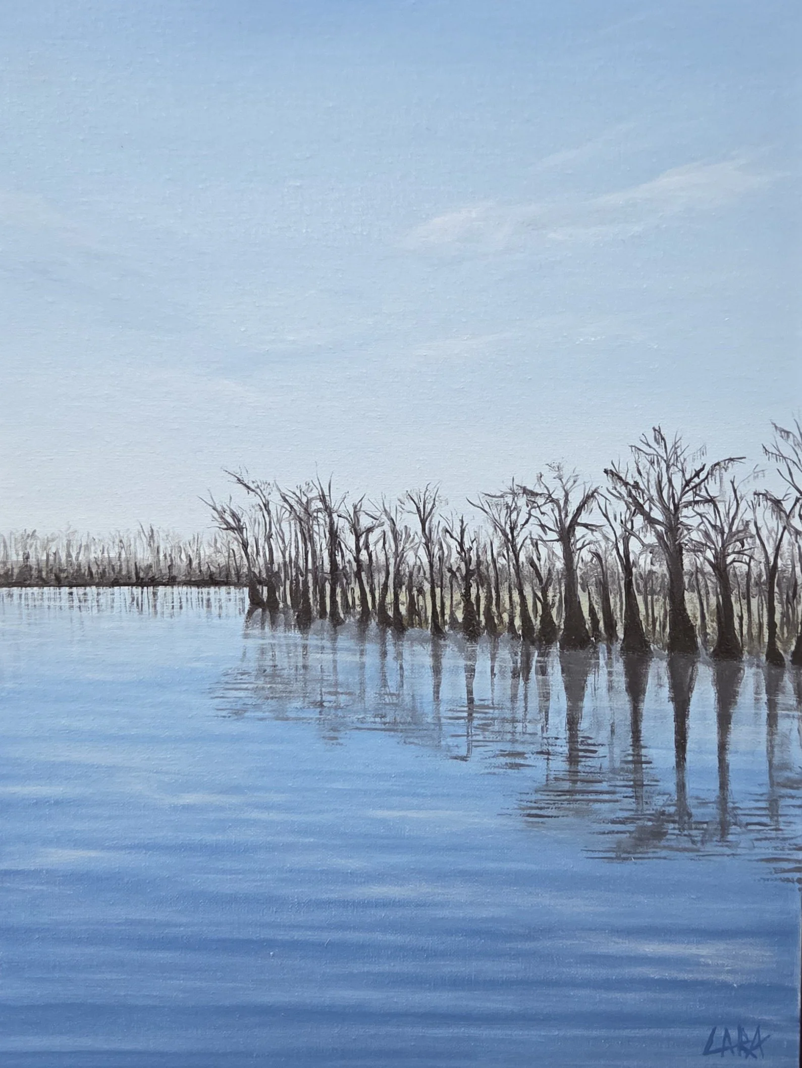 LM007- Roots in Water, 9x12, oil on board