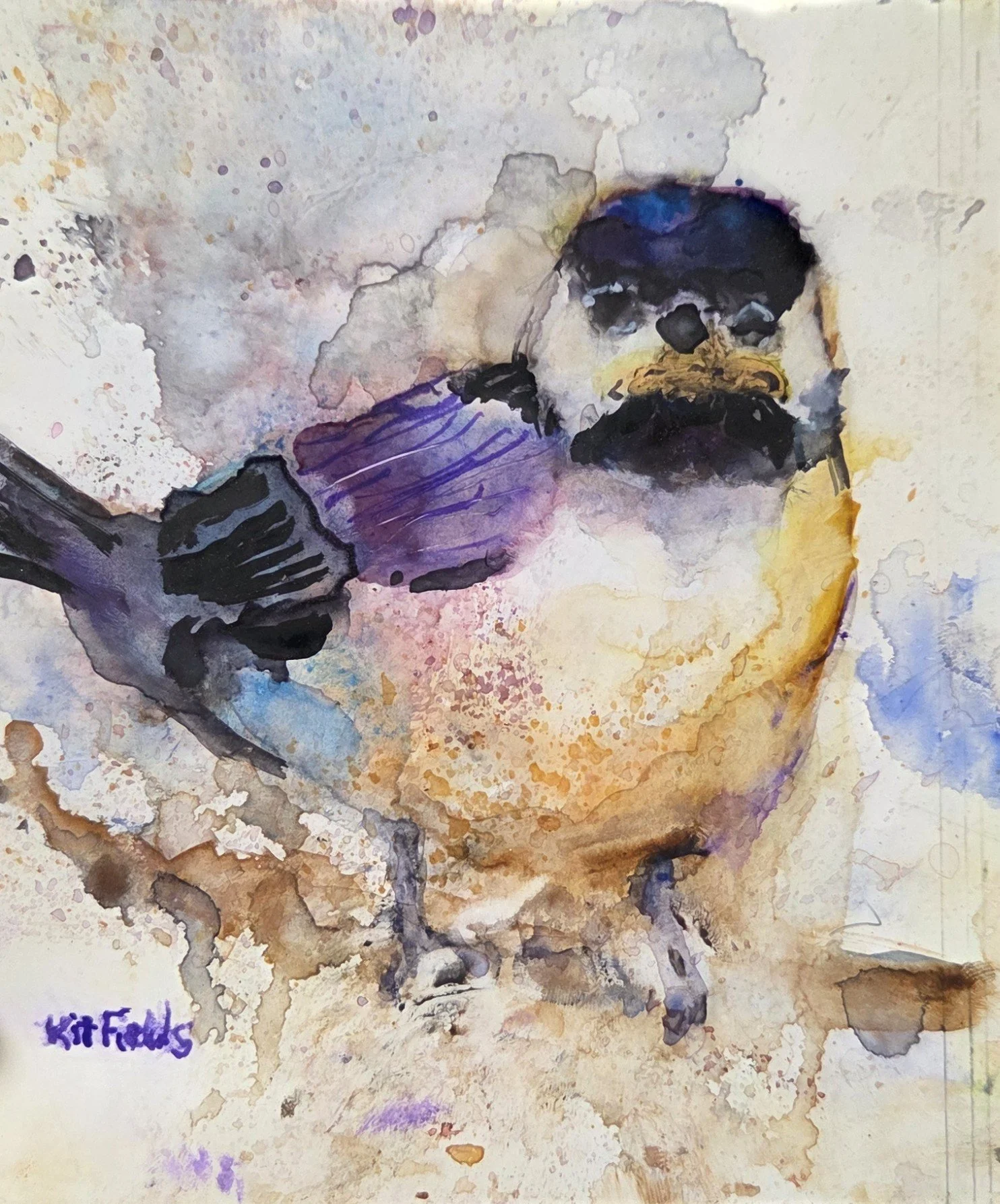 KF820- Beaks and Branches III, 5x6, watercolor on yupo