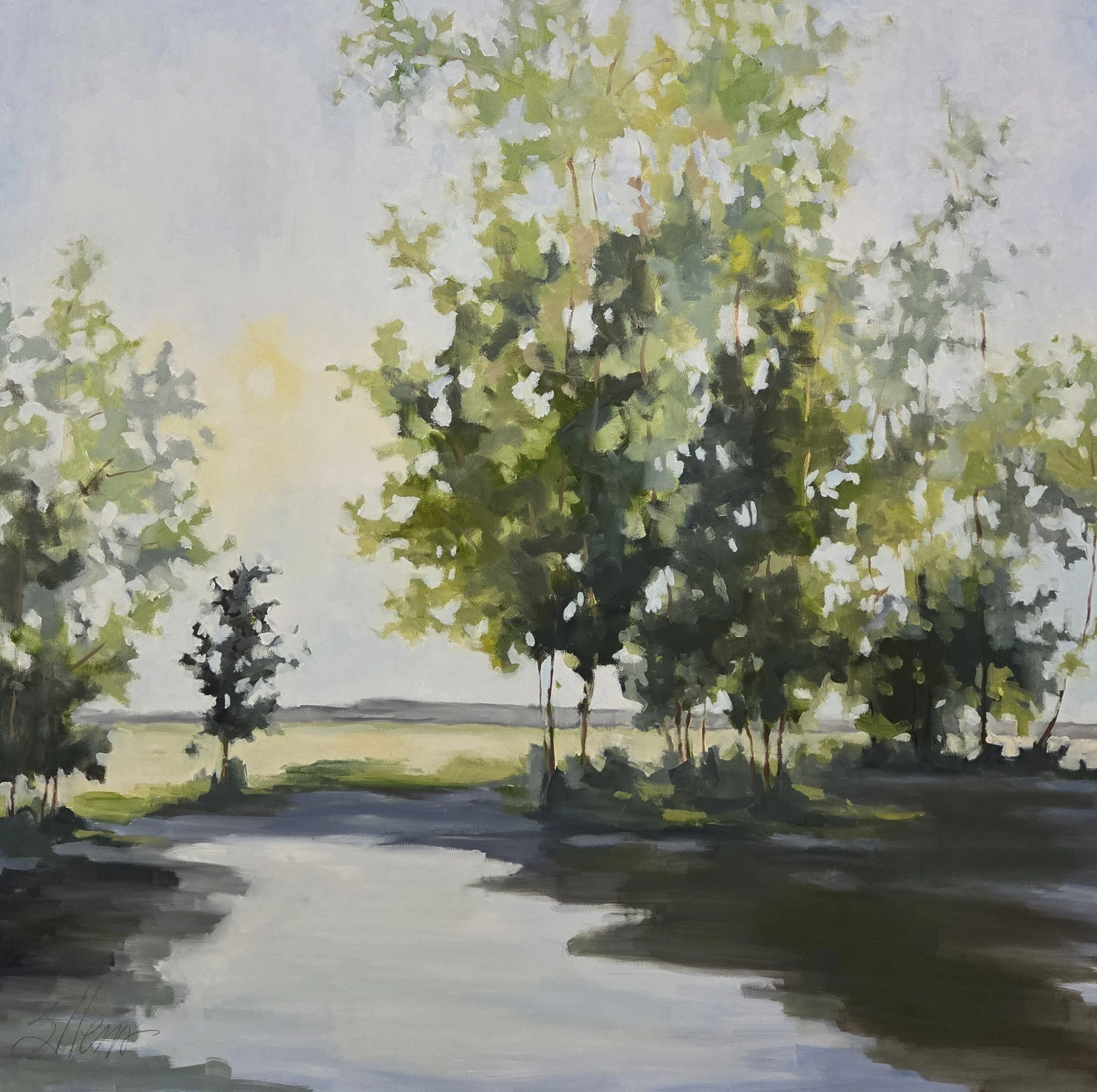 JE824- Cool Reflections, 48x48, oil on canvas