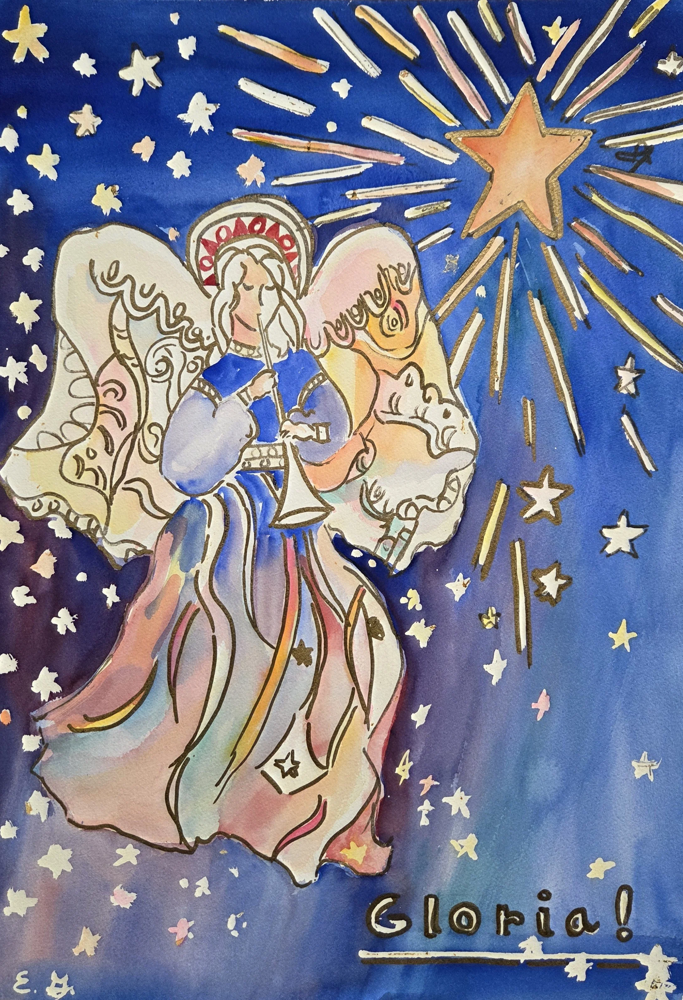EG004- "Gloria!", 14x20, mixed media