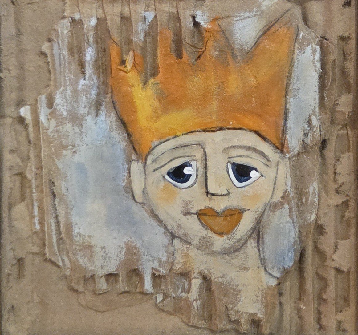 MA415- Queen on Fire, 5x5, mixed media