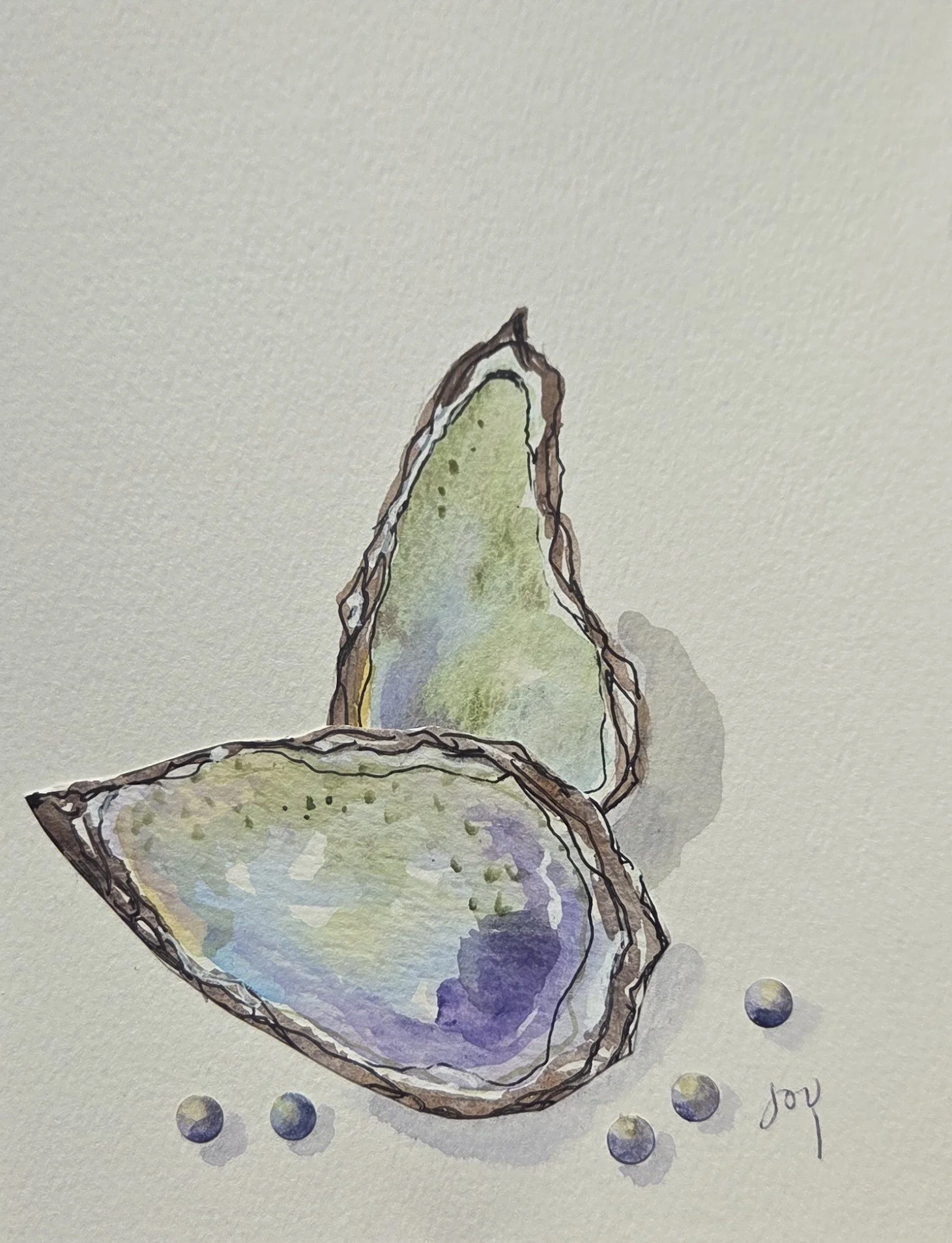 JC352- Pearly Perfection I, 5.5x7, mixed media