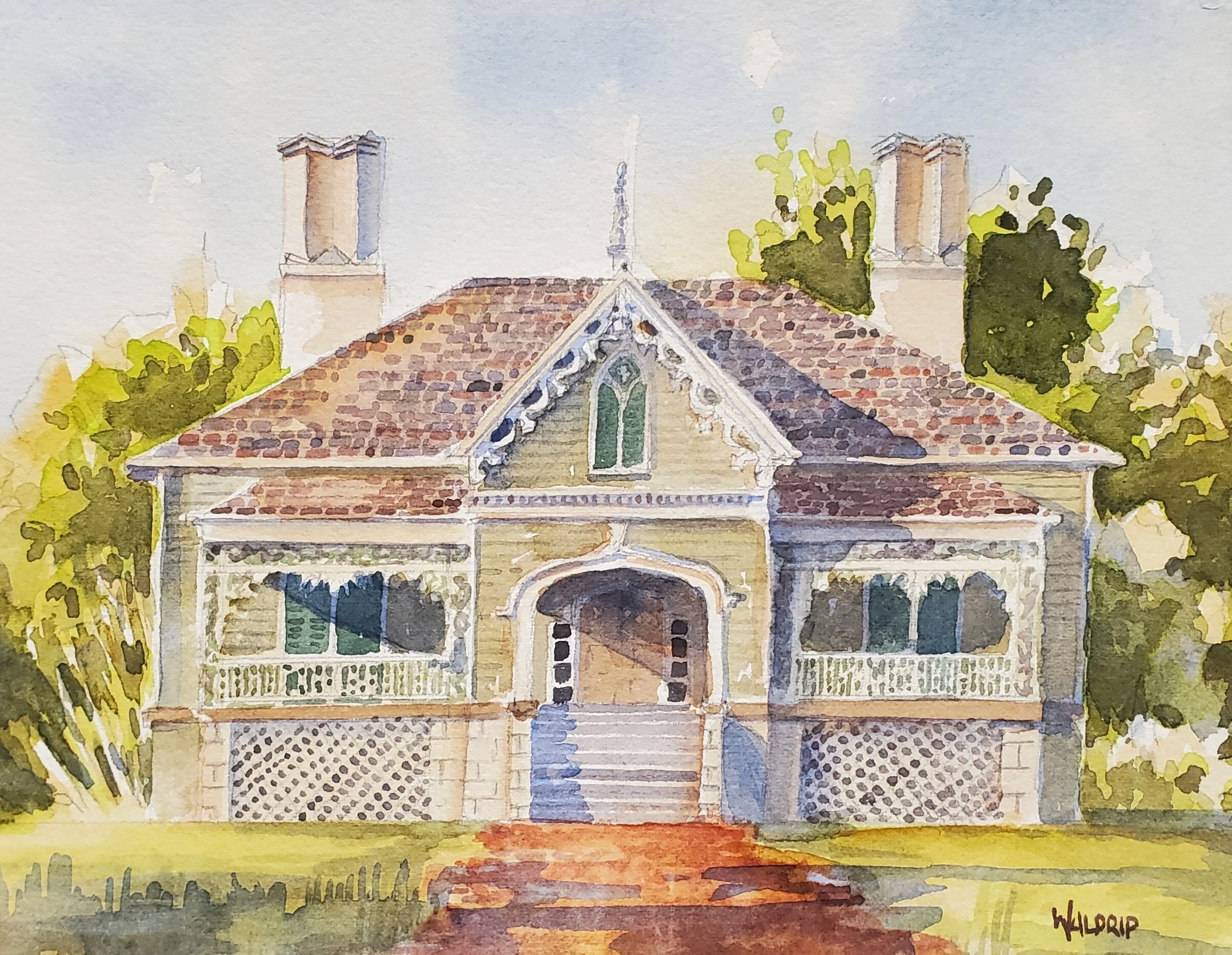 DW313- Manship House, 8.5x7, watercolor