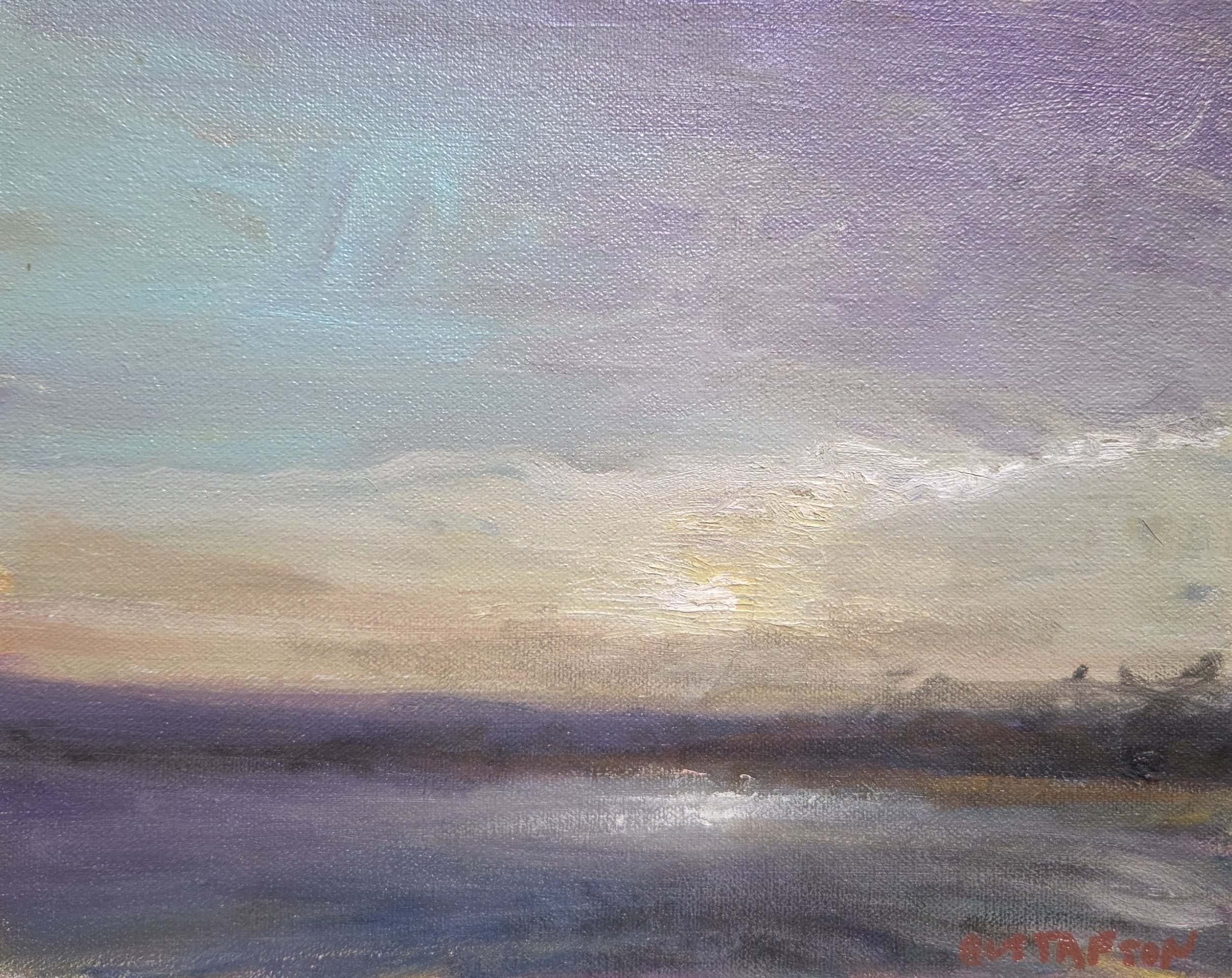 GG631- Sunrise Over the Cold Water, 10x8, oil on canvas