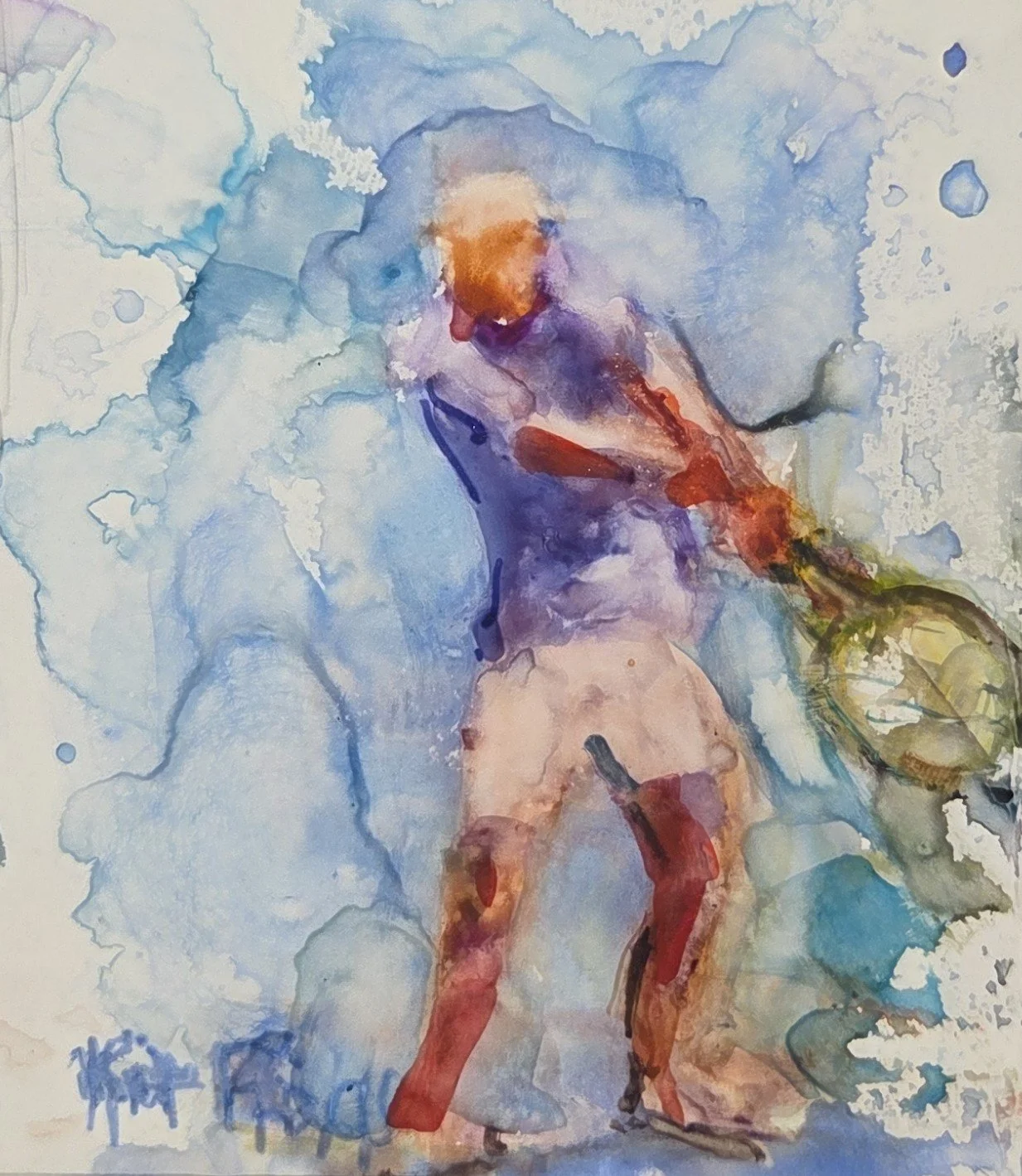 KF834- Move Around IV, 3x3, watercolor on yupo