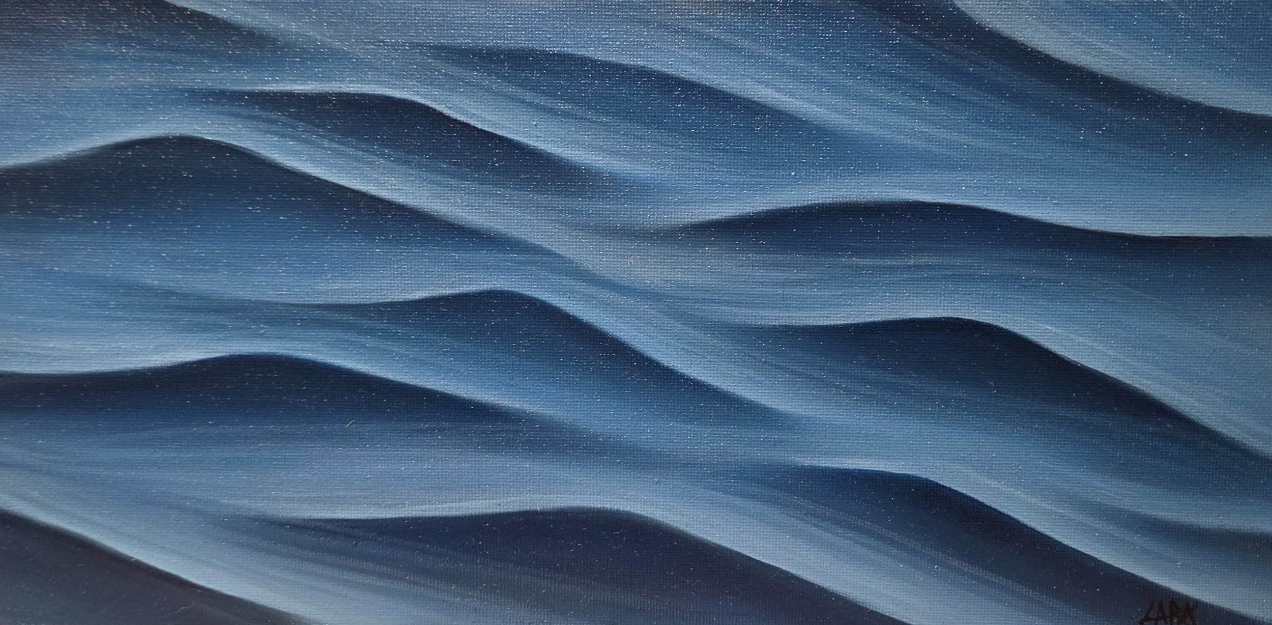 LM016- Flowing Waves, 14x7, oil on canvas