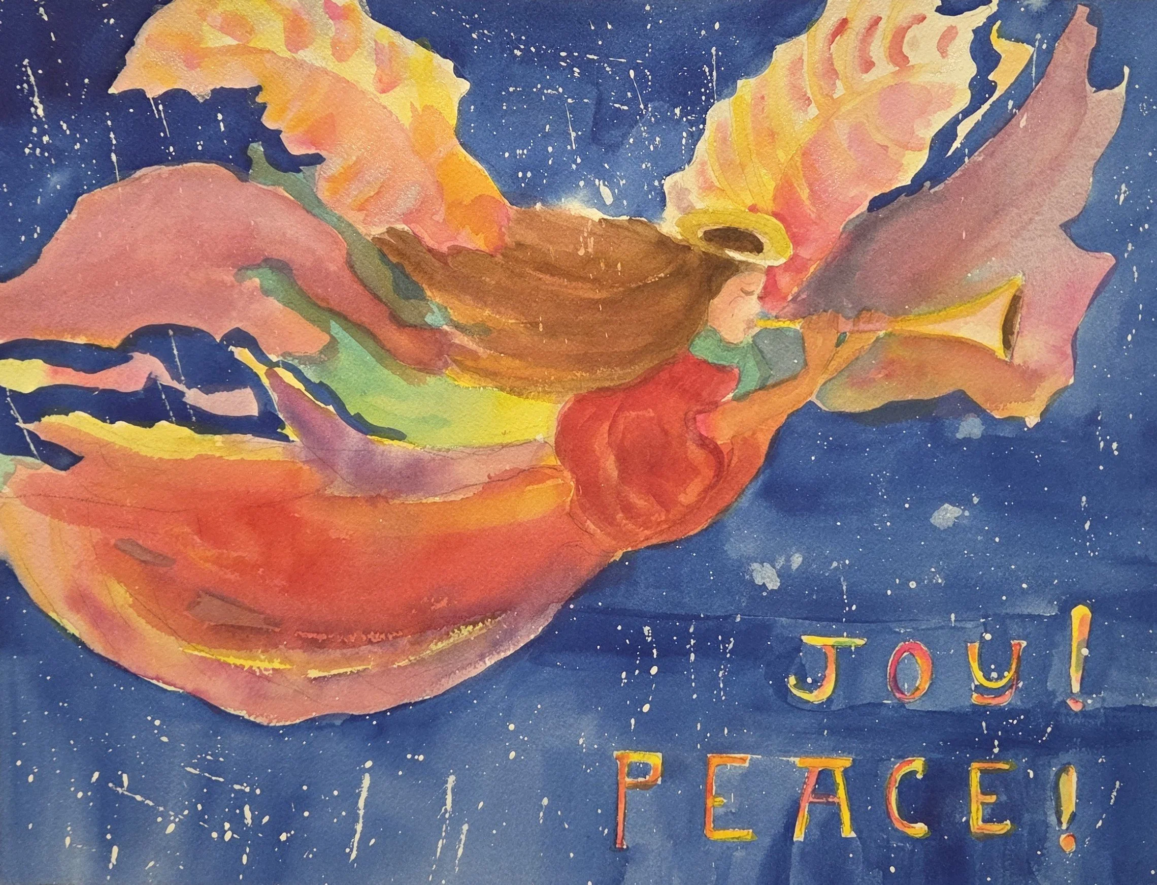 EG055- Joy! Peace!, 16x12, watercolor