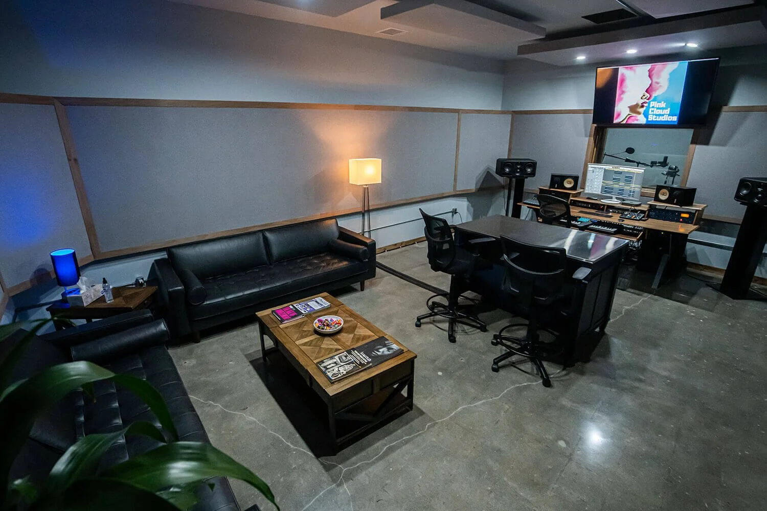 Recording room and equipment at Pink Cloud Studios