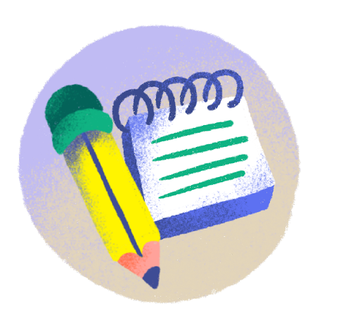 Illustration of a notepad and pen