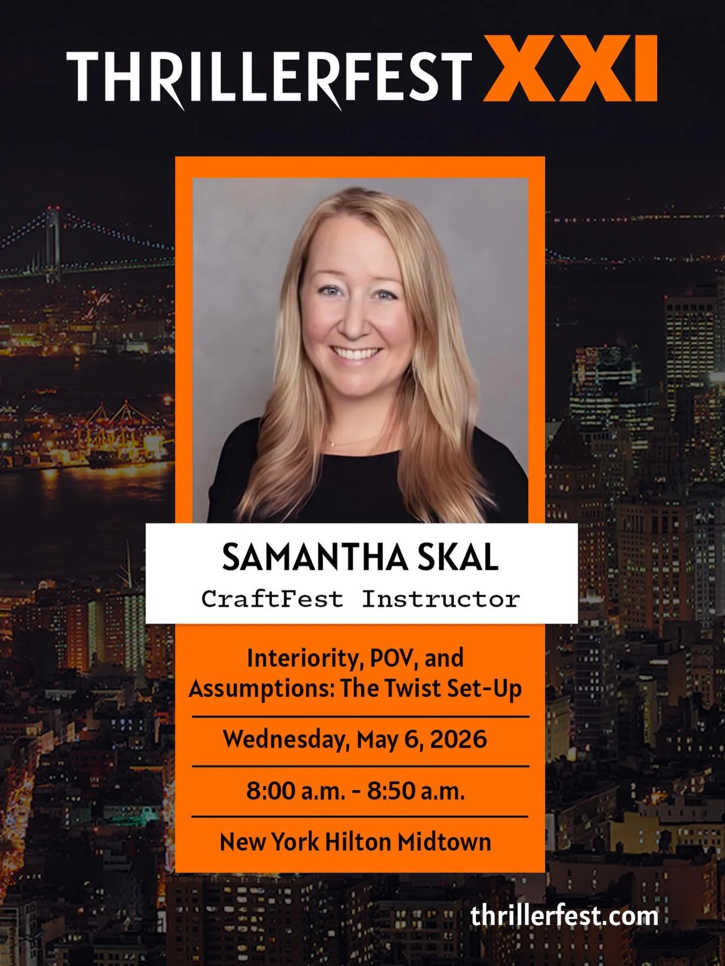 Unbelievably excited to get to be a part of the 2026 CraftFest at ThrillerFest incredible line-up of instructors 🤩 The schedule was posted this morning on thrillerfest.com/craftfest, and it&rsquo;s awesome. I can&rsquo;t wait!