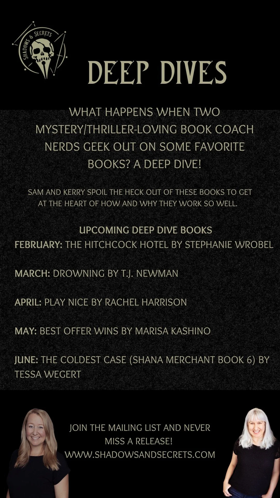 Can we call it homework when it's so much fun?! Doubtful...but here's your reading "homework" to get ready for Shadows &amp; Secrets upcoming Deep Dives. Our Deep Dive discussions are free for all on our YouTube channel, but you can join ou