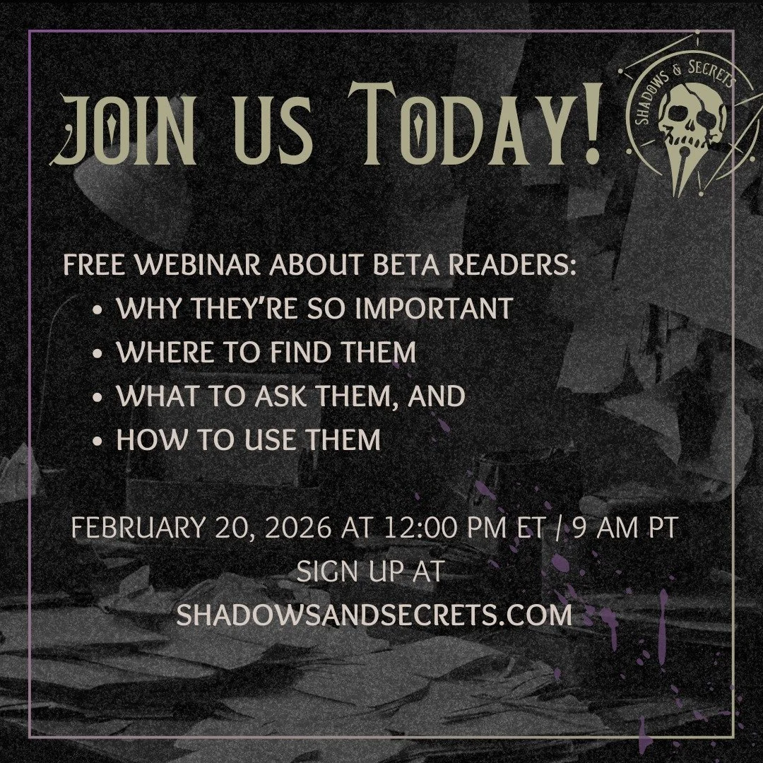 TODAY! at 12 PM ET / 9 AM PT. Join Kerry and Sam for a webinar about beta readers: why we all need them, where to find them, and how to make sure you're getting the feedback you need, not the generic "I liked it / it was so good / it wasn't quit