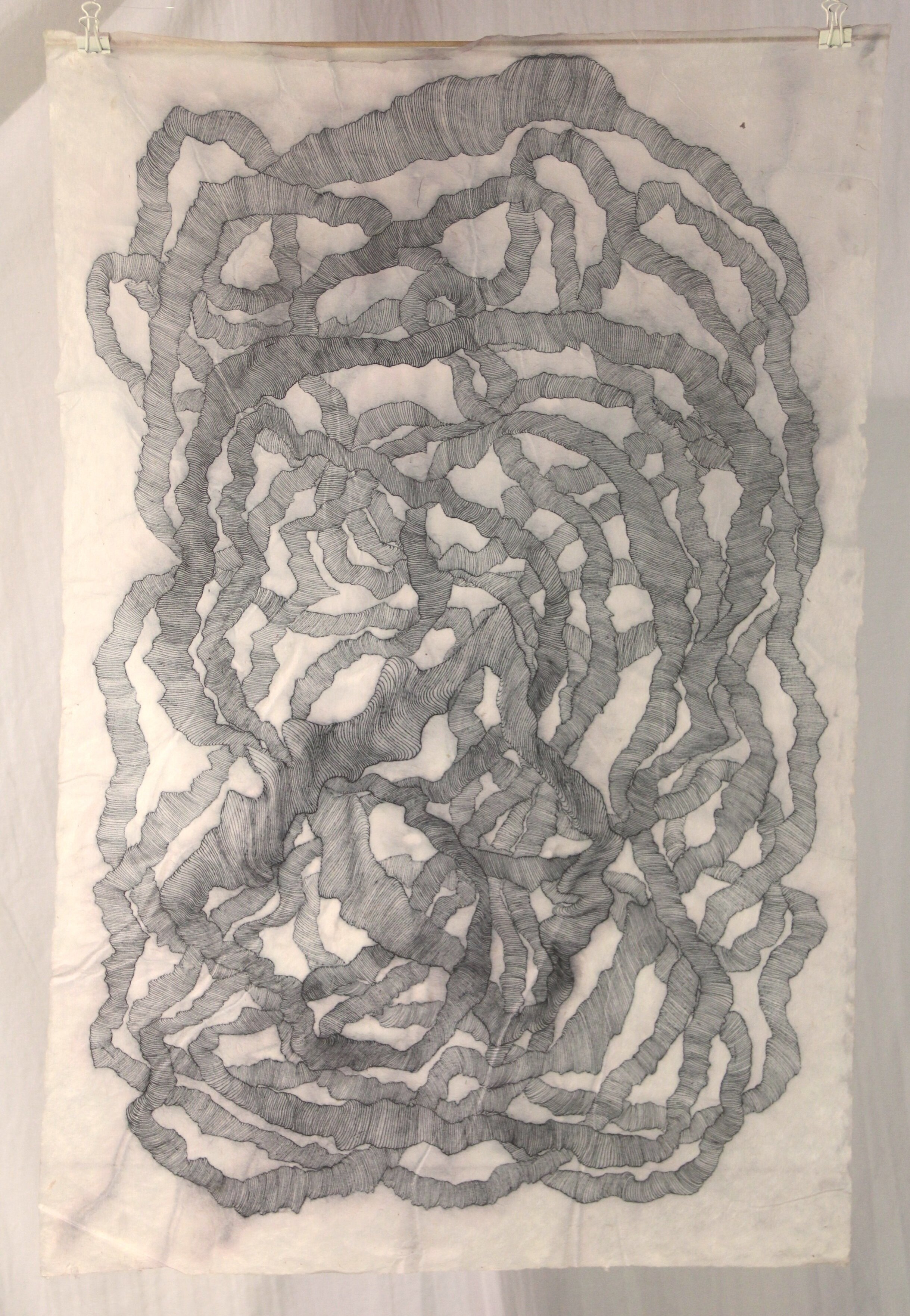 "Bleed Drawing I." 2007. Ink on paper with water.