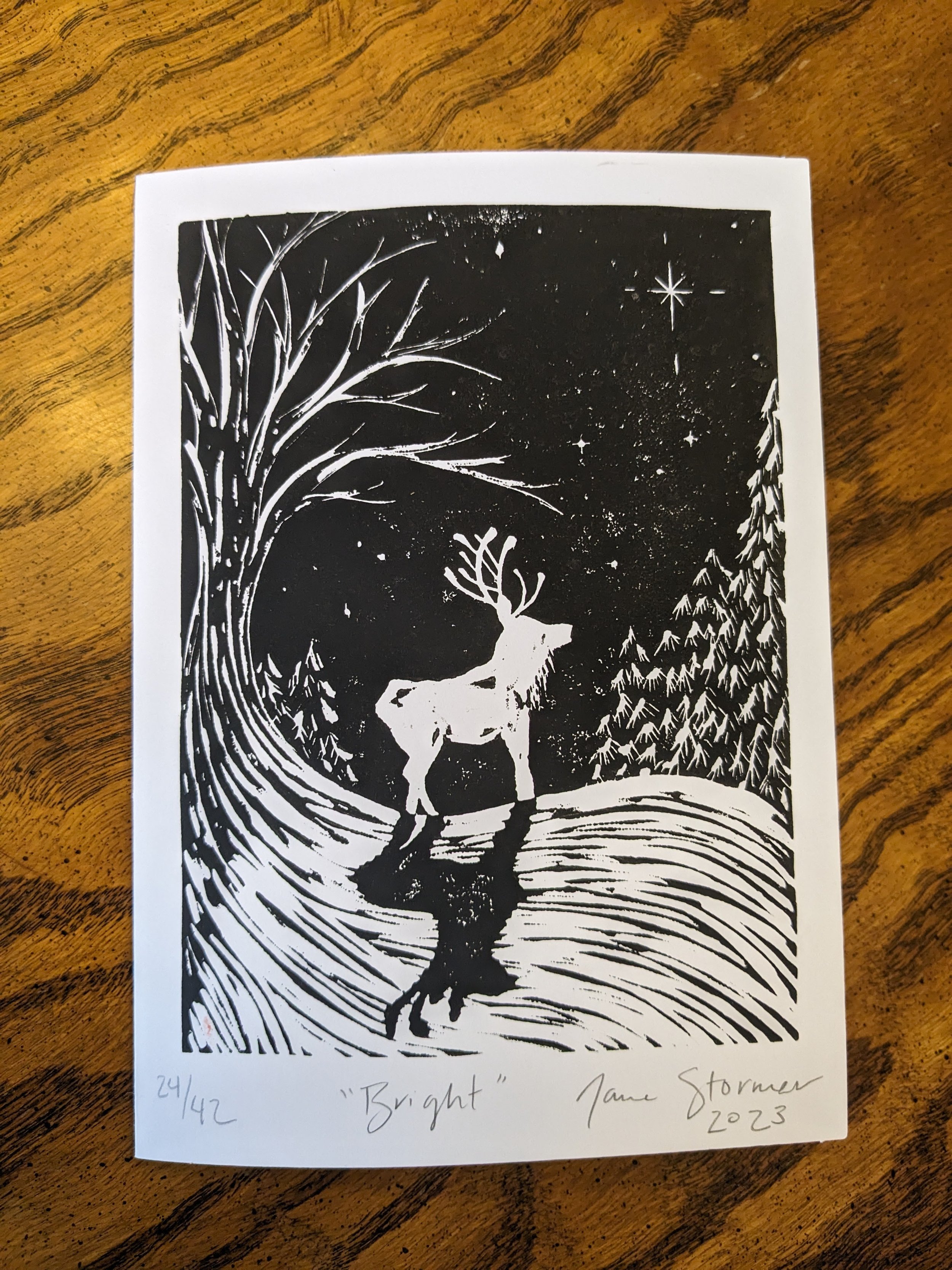 Bright, Linoleum Cut, 2023