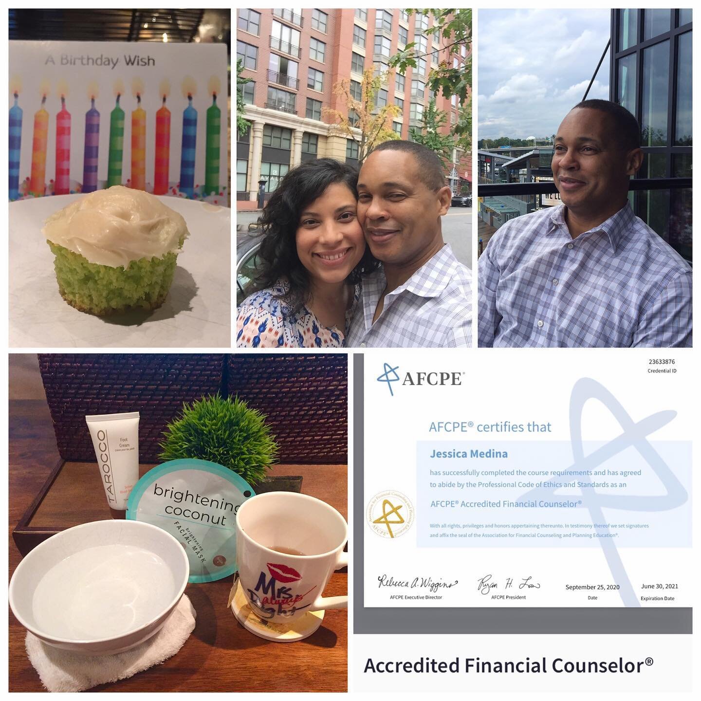 Amazing birthday weekend...a real outing in DC, key lime cupcakes, an at-home spa day... And the best birthday present ever &mdash; I completed my certification requirements and can now call myself an Accredited Financial Counselor&reg; (time for new