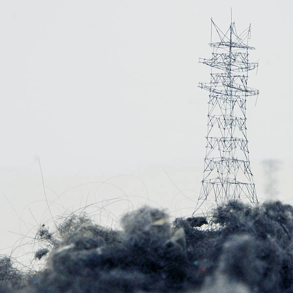 Takahiro Iwasaki, Differential, 2011.
Courtesy the artist and URANO Gallery, Tokyo.
Pencil lead, human hair, collected fluff, socks and thread.