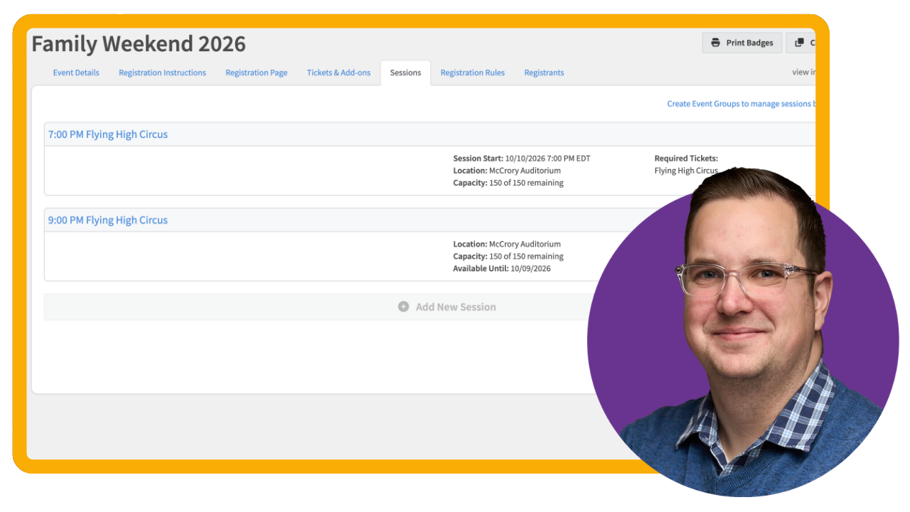 Add Sessions to an Event Registration Form