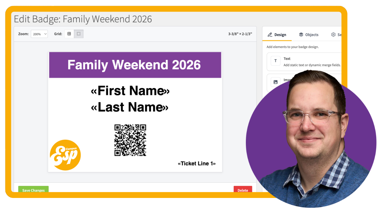 Create and Print Name Badges for Family Weekend