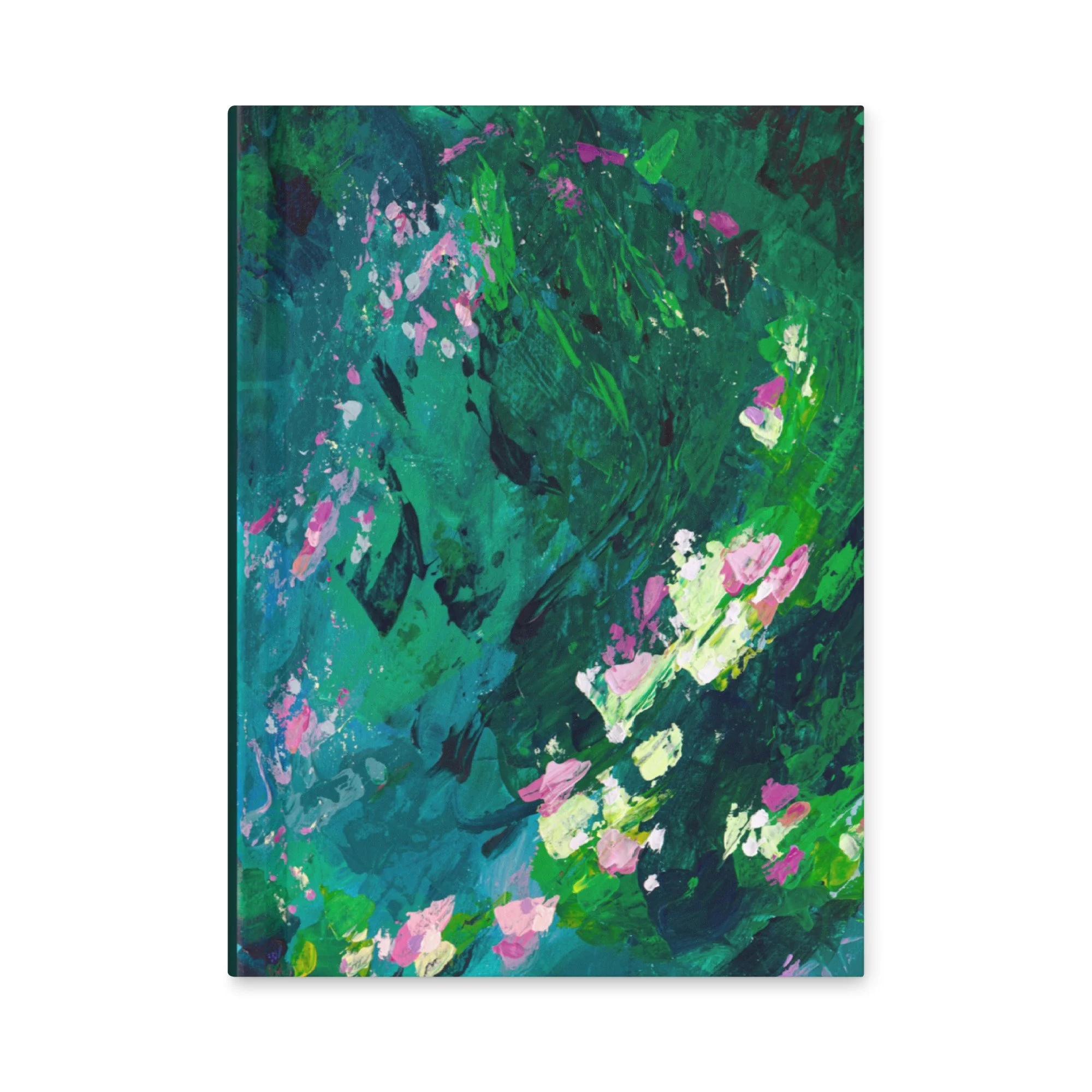 Front view of a hardcover journal with a matte cover featuring the painting, Whispers on the Wind. The notebook is 8 inches by 5.75 inches.