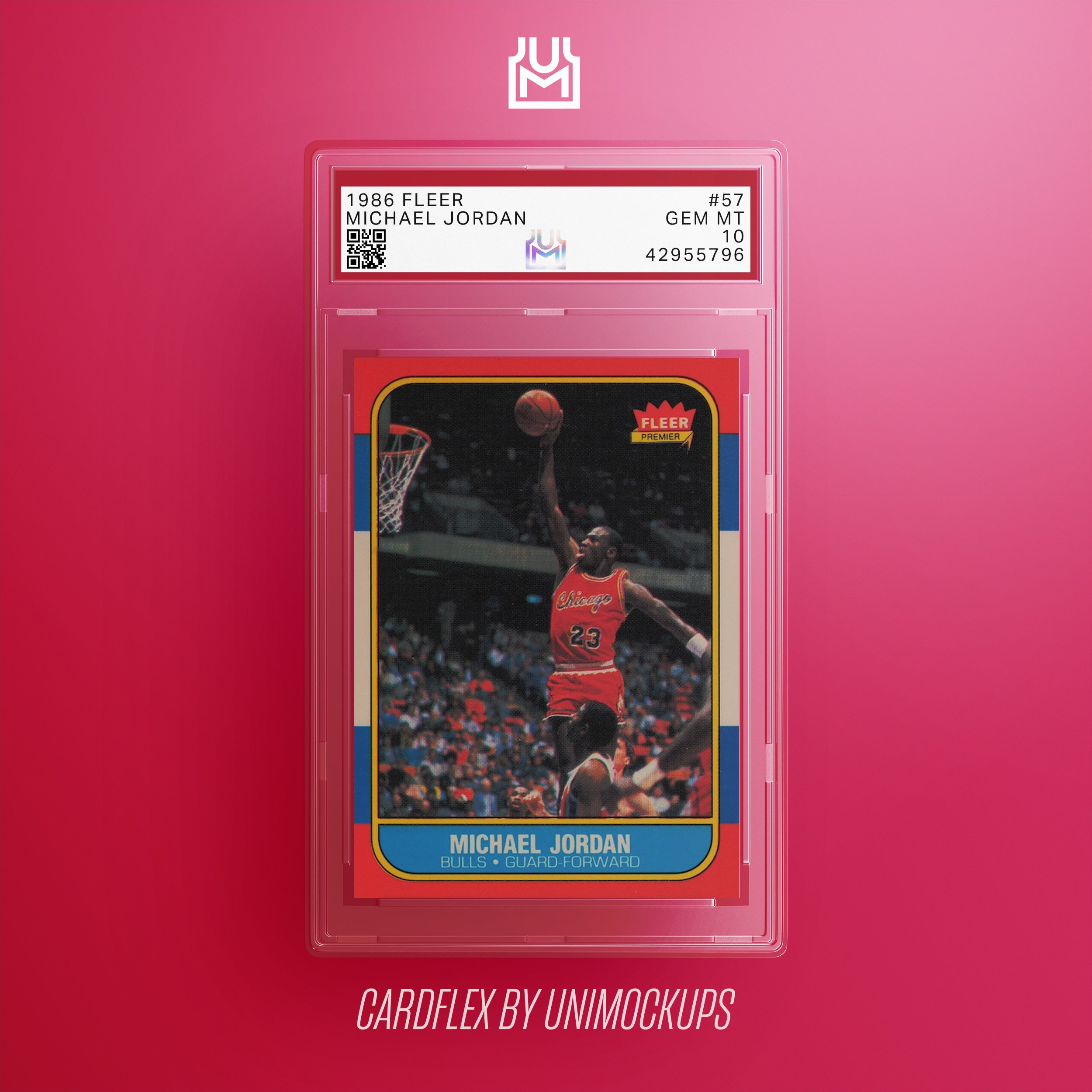 UniMockups CardFlex Graded Card Mockup Template - Michael Jordan Rookie Card