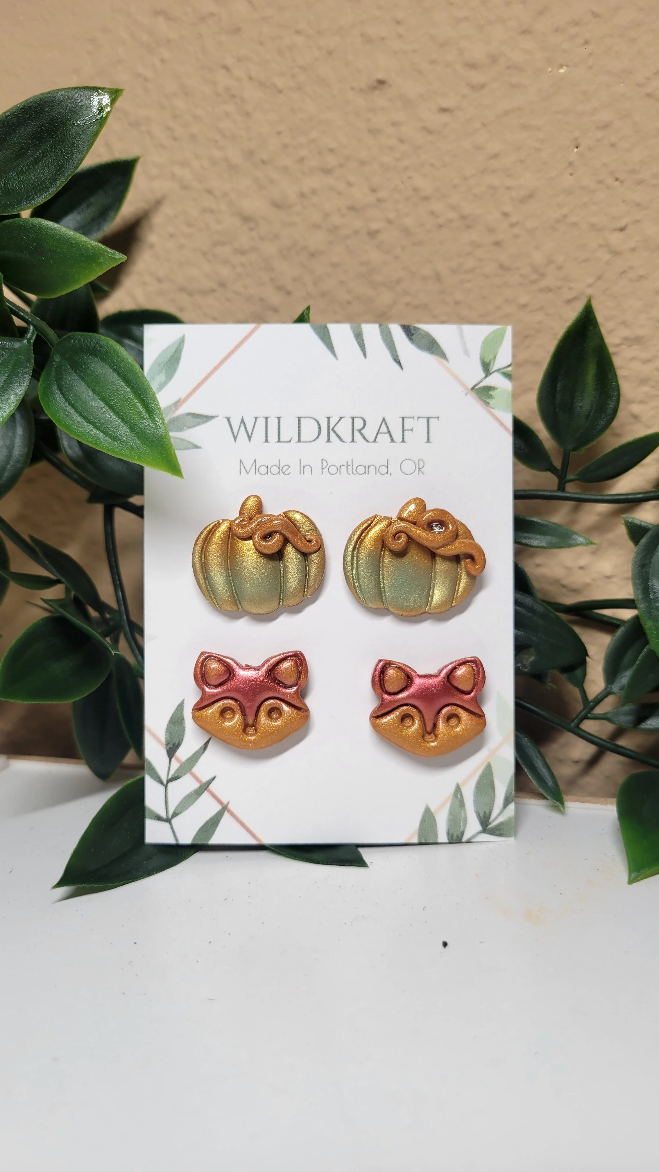 Pumpkin and Fox Polymer Clay Earring (2 Pack)