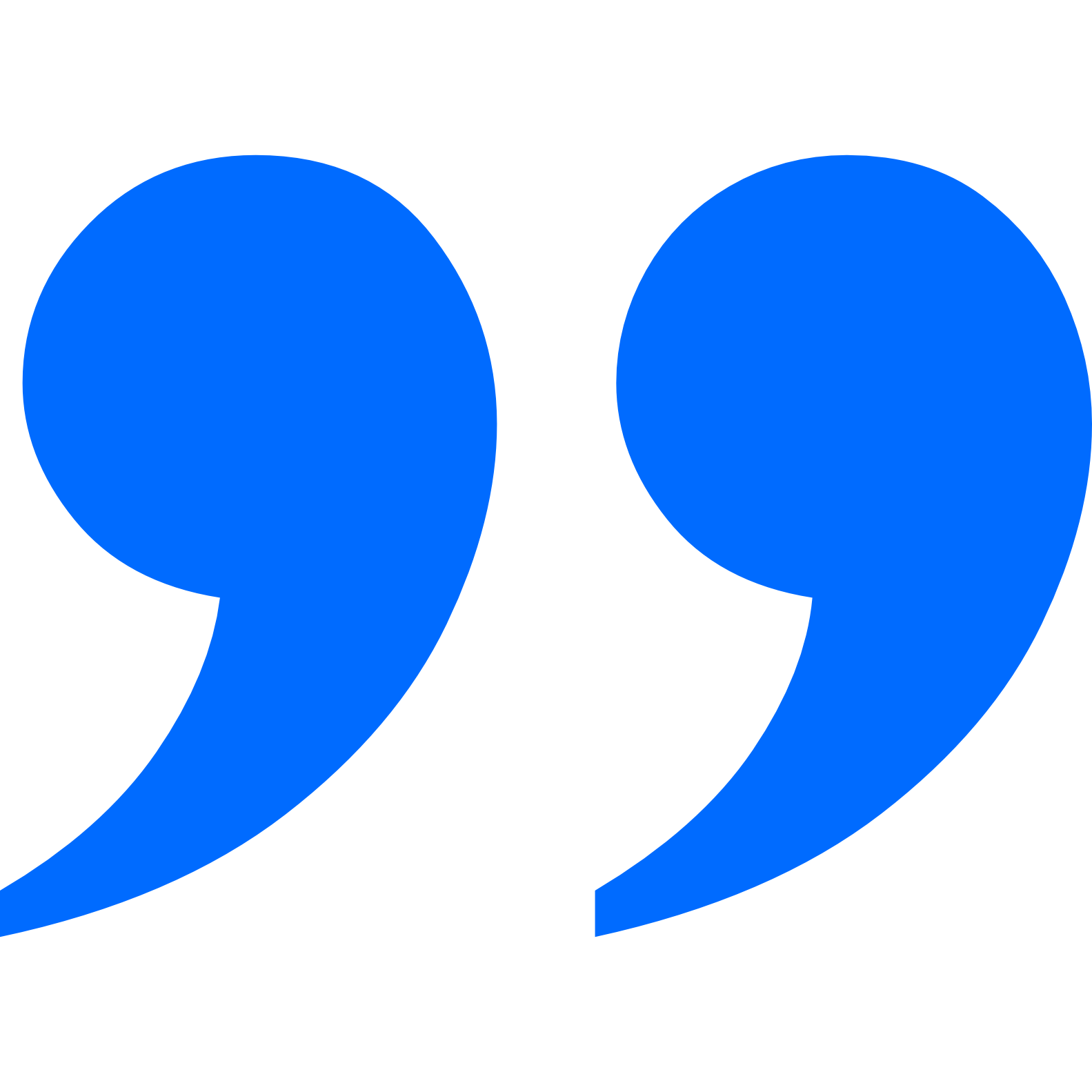 Two large, stylized blue quotation marks on a black background.