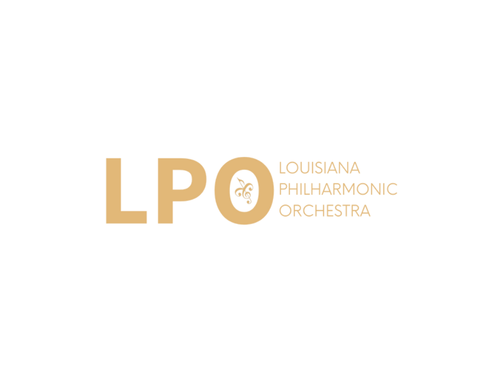Logo for the Louisiana Philharmonic Orchestra featuring beige text